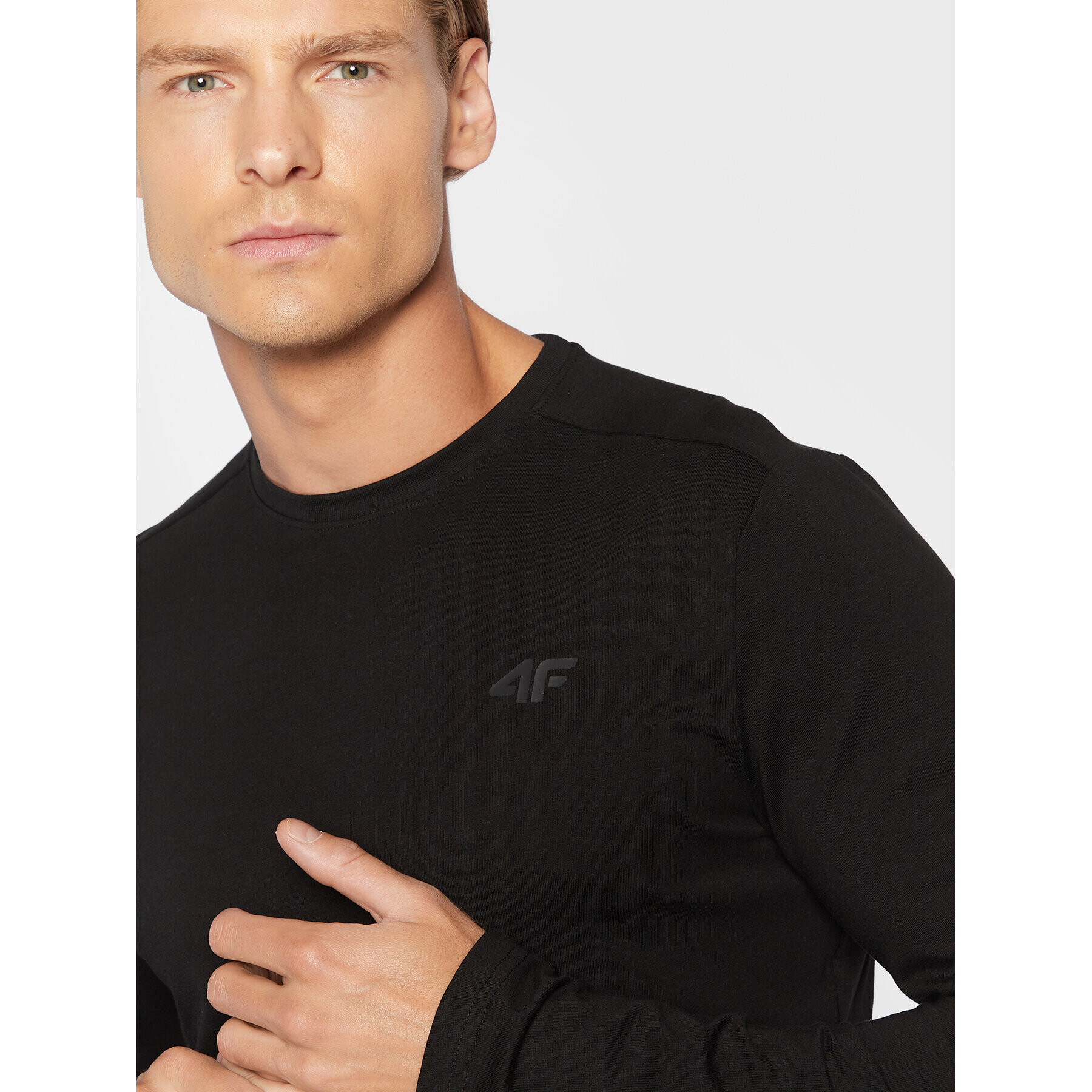 4F Longsleeve H4Z22-TSML350 Negru Slim Fit - Pled.ro