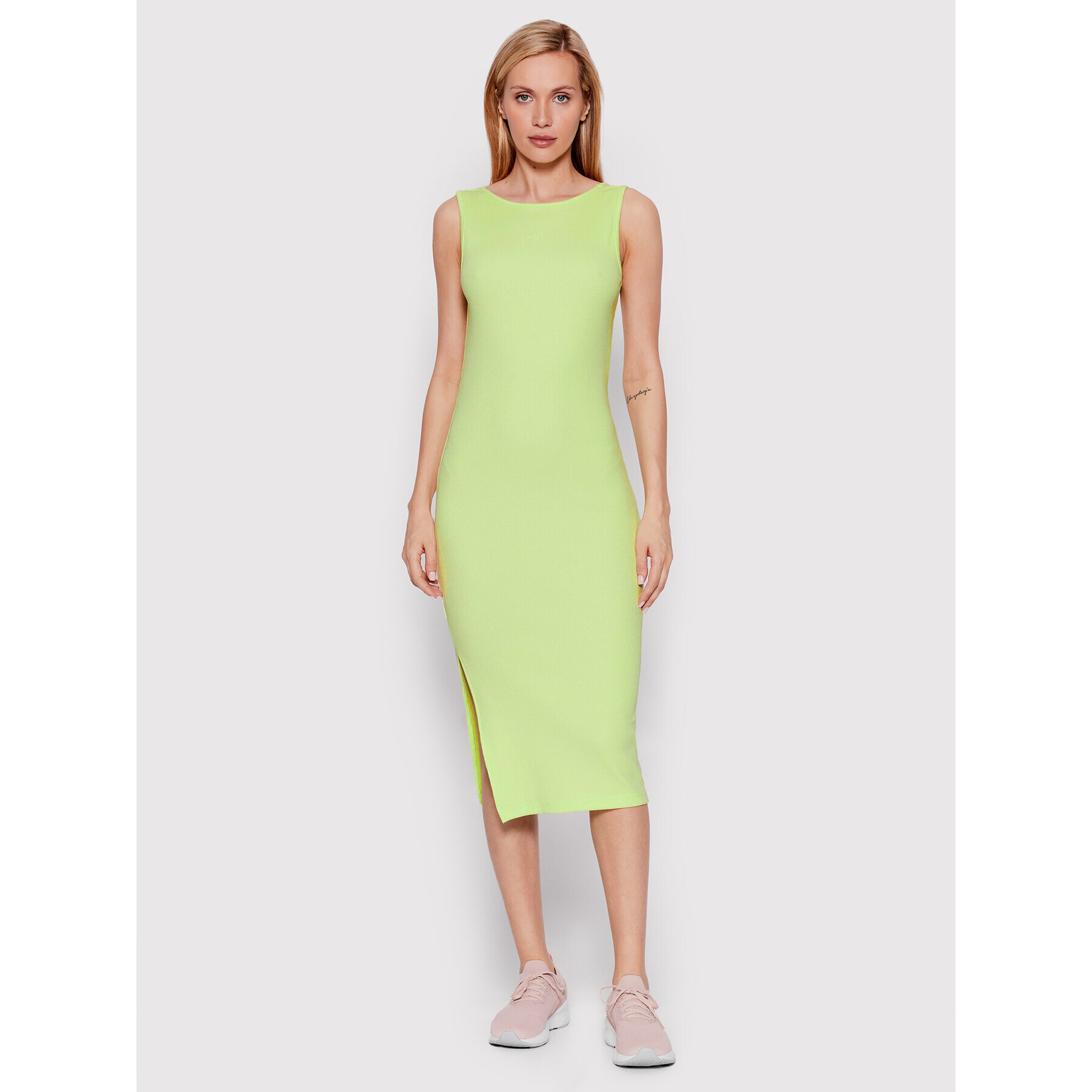 4F Rochie tricotată H4L22-SUDD010 Verde Slim Fit - Pled.ro