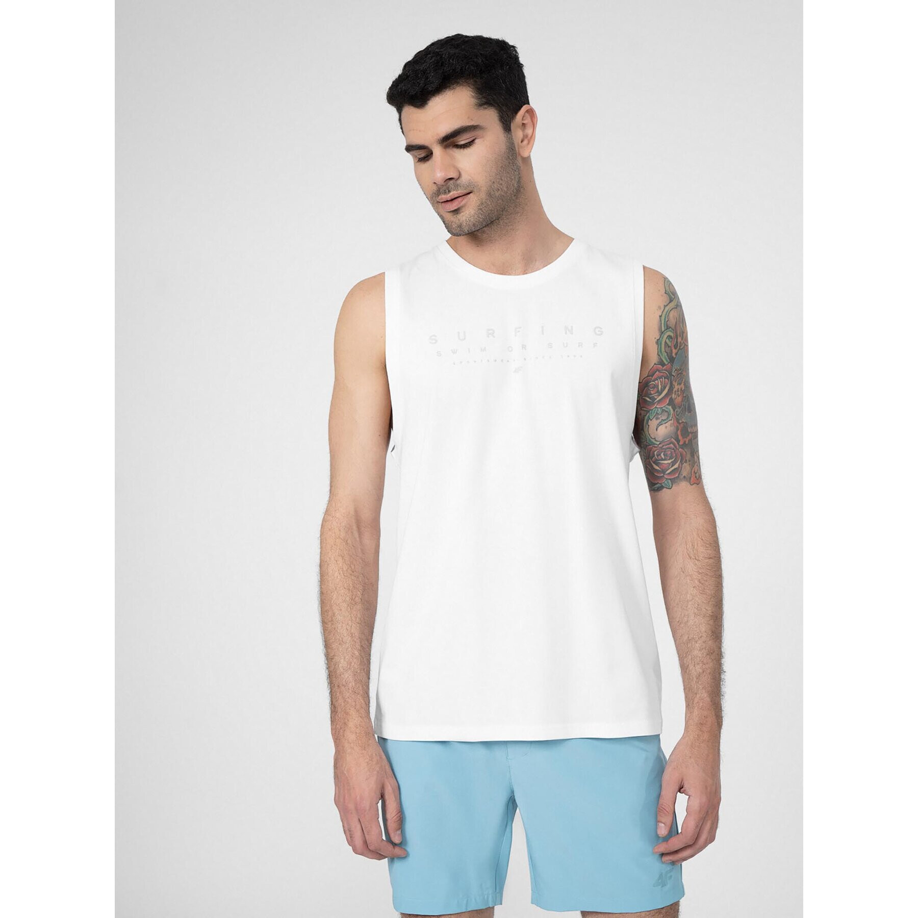 4F Tank top SS23TTSHM368 Alb Regular Fit - Pled.ro