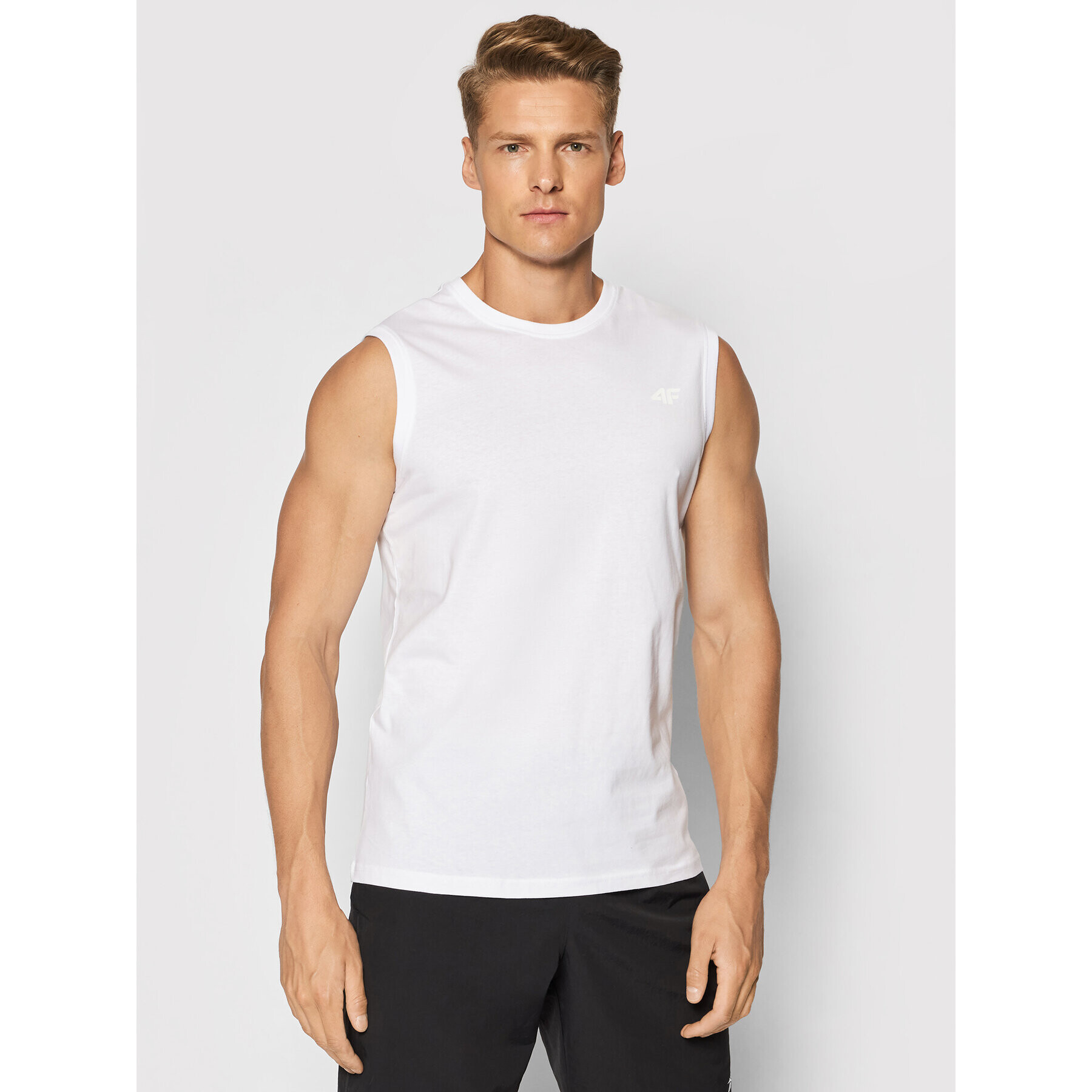 4F Tank top TSM001 Alb Regular Fit - Pled.ro