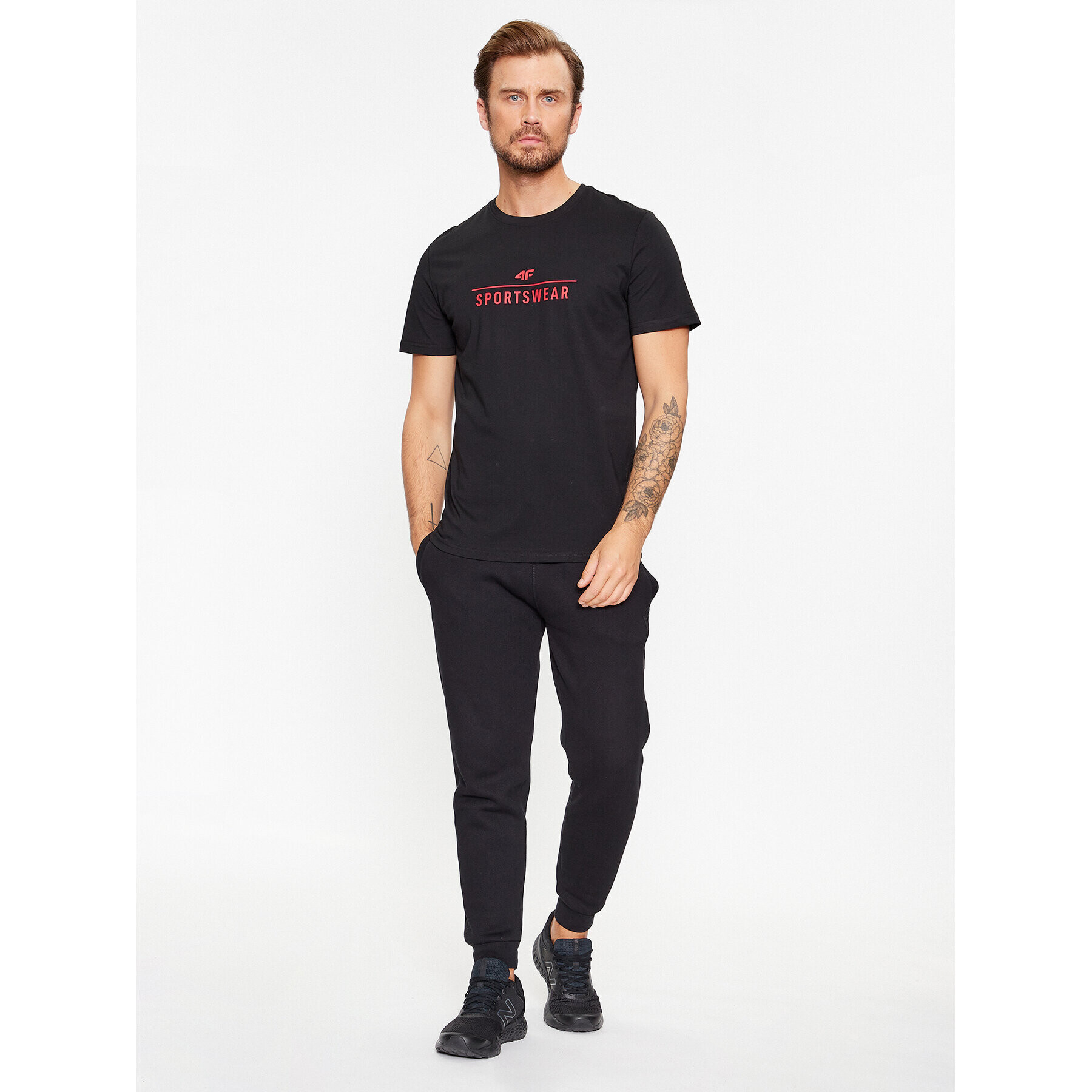 4F Tricou AW23TTSHM0878 Negru Regular Fit - Pled.ro