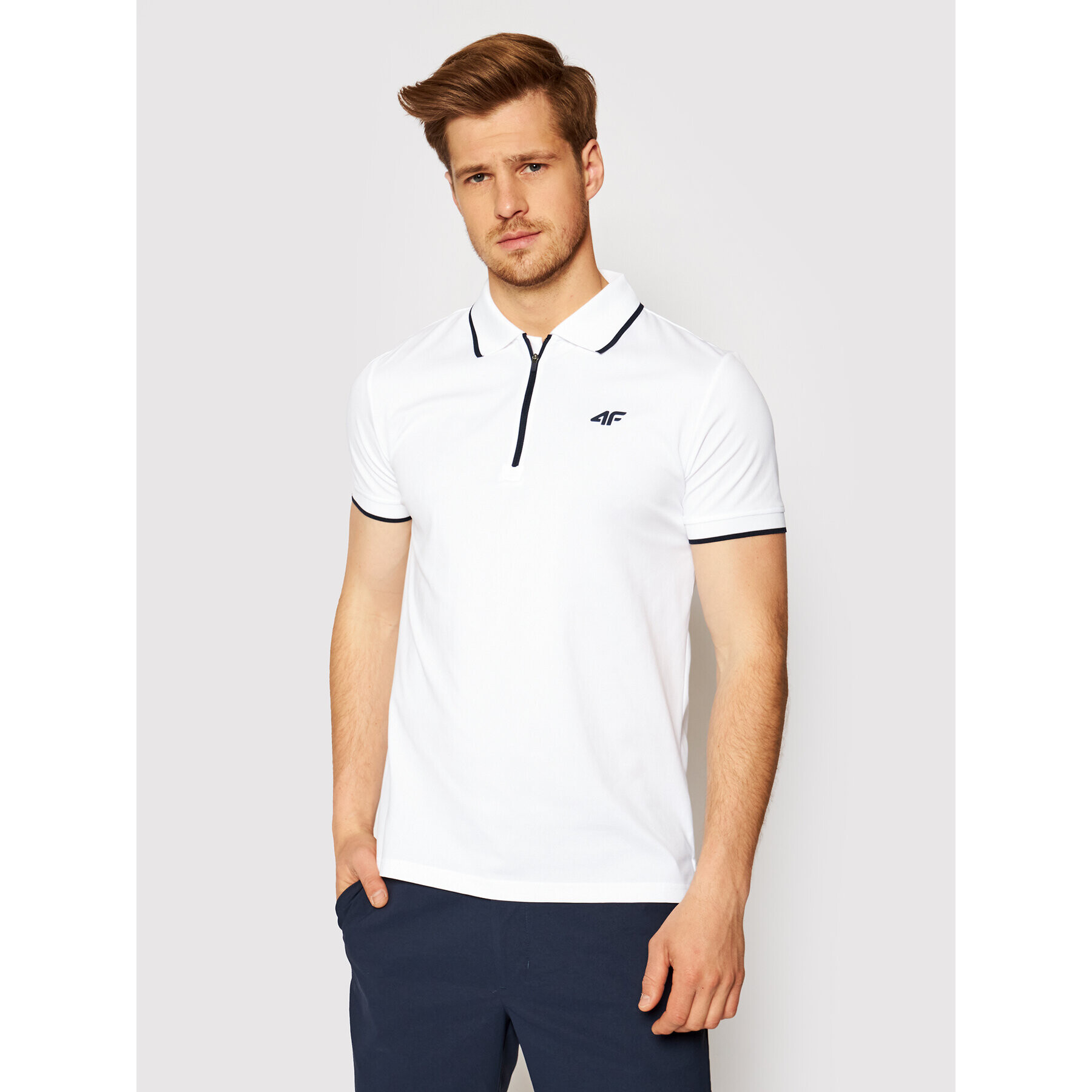 4F Tricou polo H4L21-TSMF081 Alb Regular Fit - Pled.ro