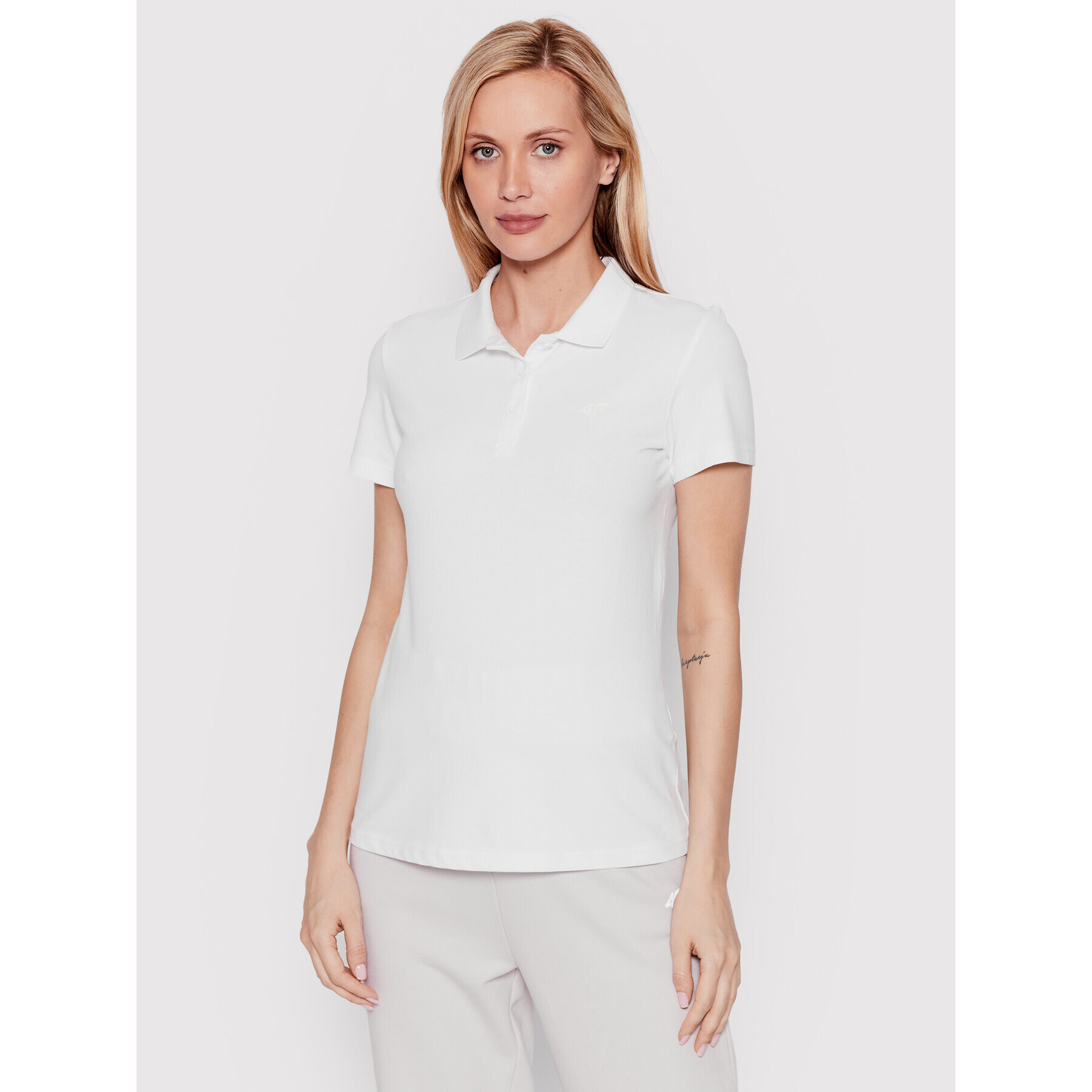 4F Tricou polo H4L22-TSD355 Alb Regular Fit - Pled.ro