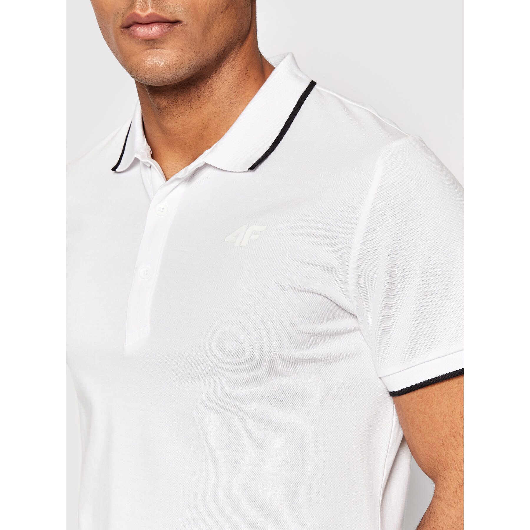 4F Tricou polo H4L22-TSM357 Alb Regular Fit - Pled.ro