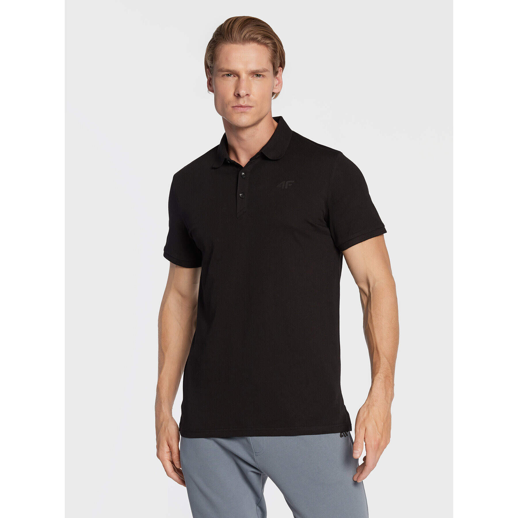 4F Tricou polo H4Z22-TSM355 Negru Regular Fit - Pled.ro