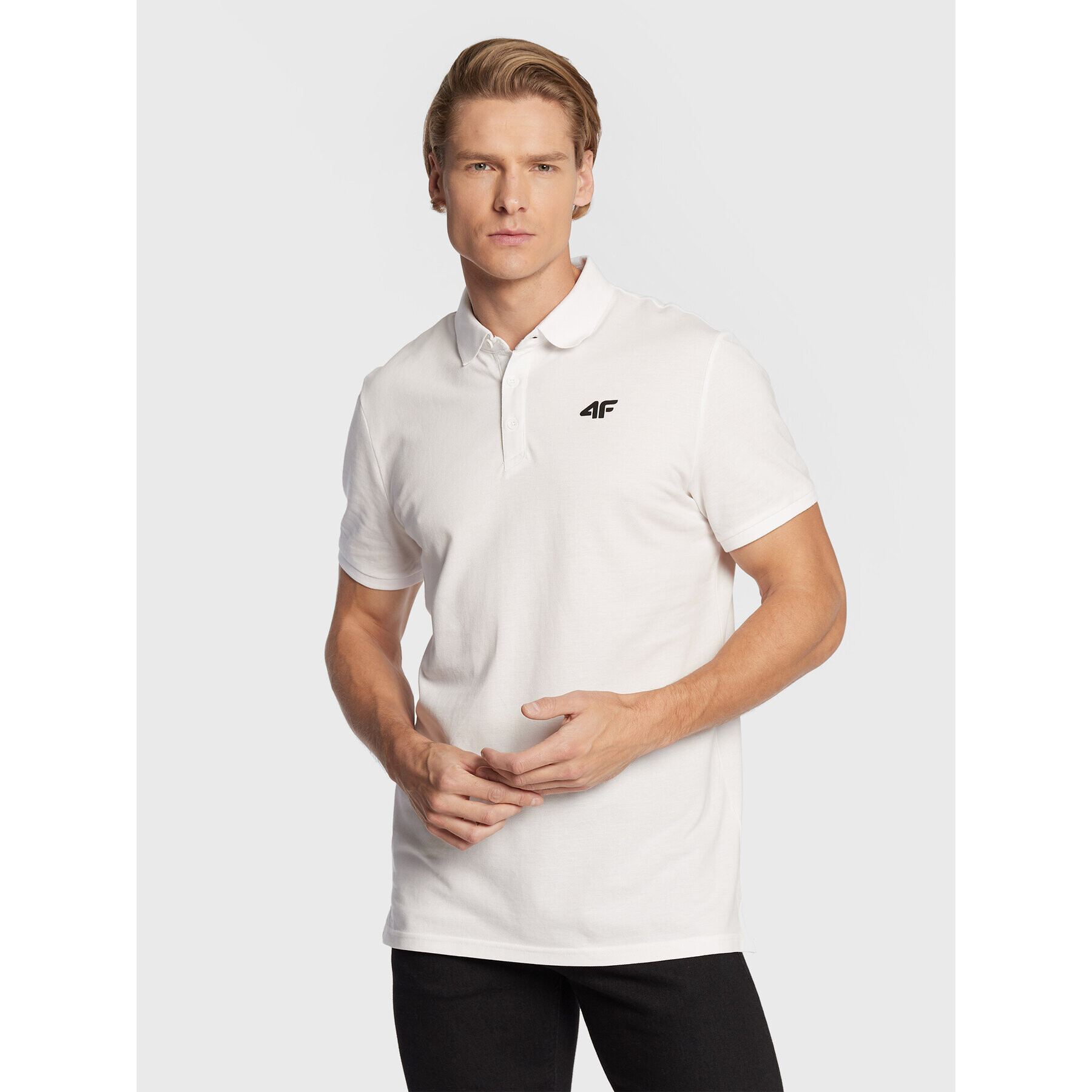 4F Tricou polo H4Z22-TSM356 Alb Regular Fit - Pled.ro