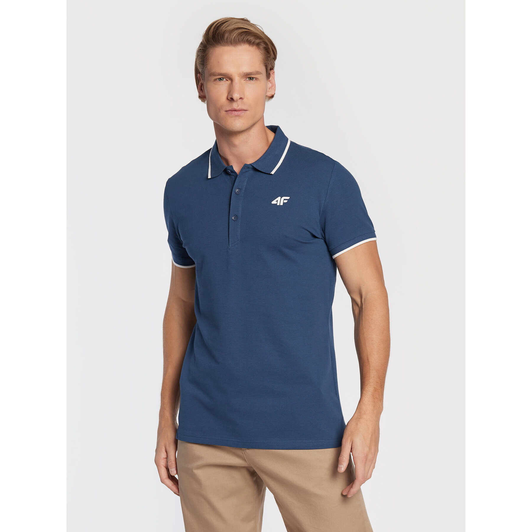 4F Tricou polo H4Z22-TSM357 Albastru Regular Fit - Pled.ro