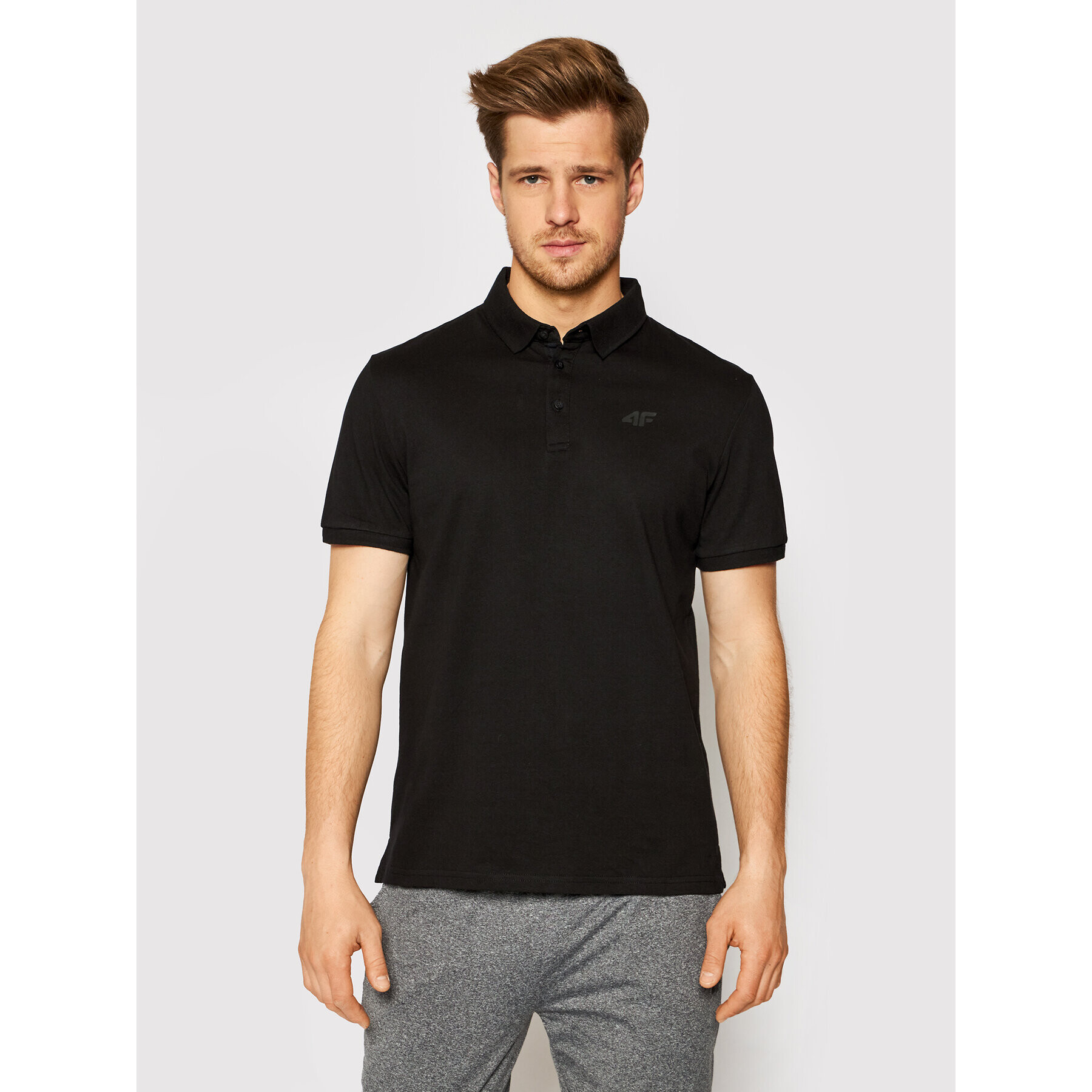 4F Tricou polo NOSH4-TSM007 Negru Regular Fit - Pled.ro