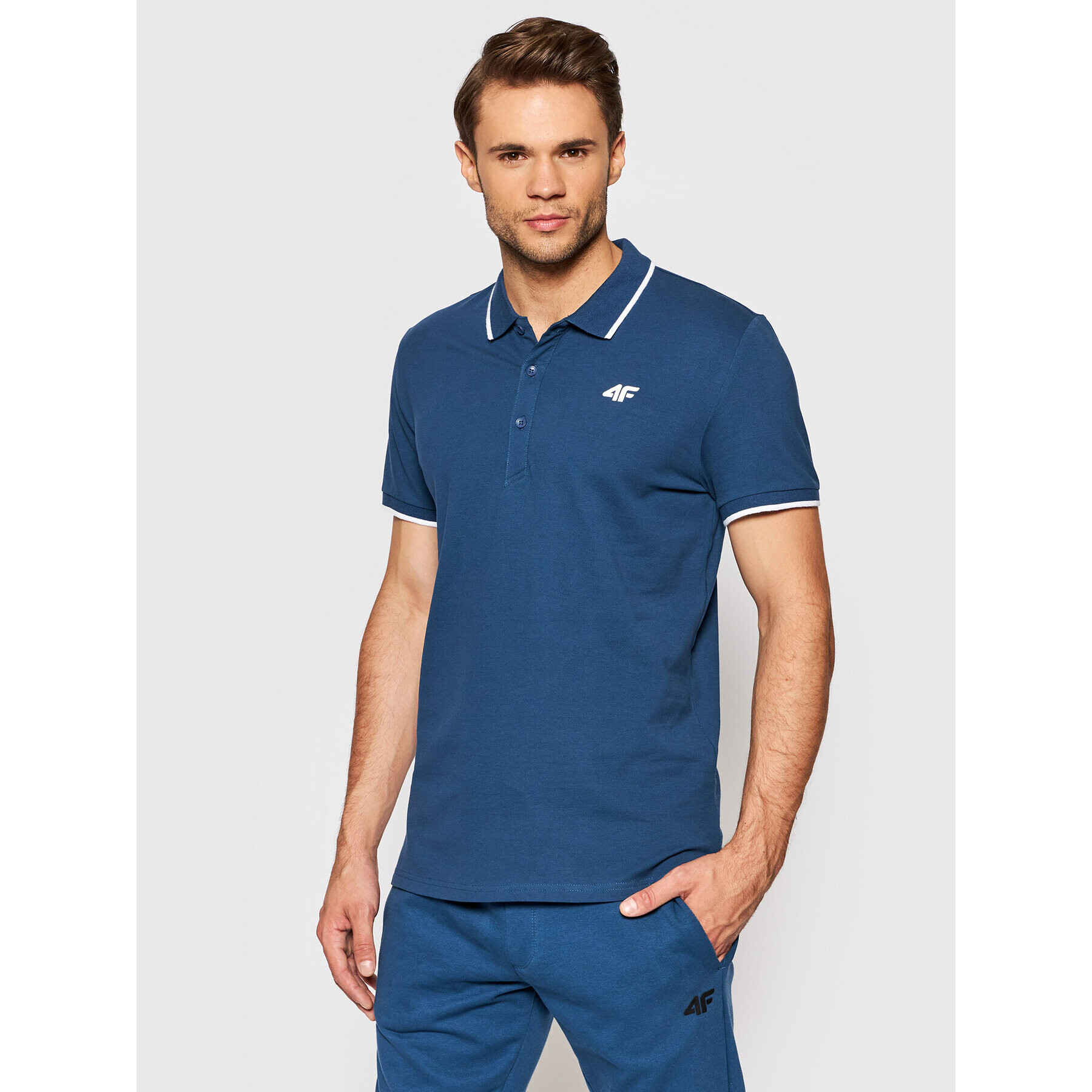 4F Tricou polo NOSH4-TSM357 Bleumarin Regular Fit - Pled.ro