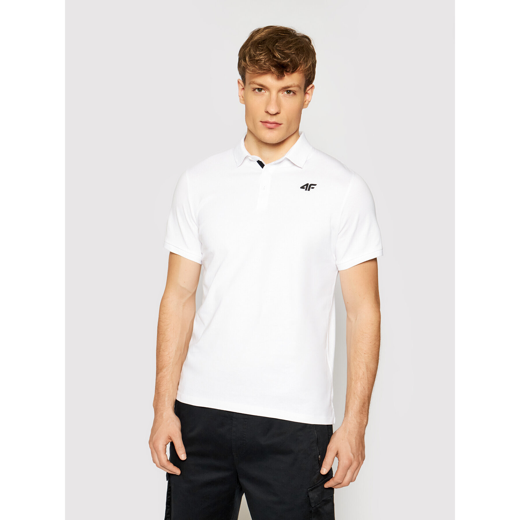 4F Tricou polo NOSH4-TSM007 Alb Regular Fit - Pled.ro