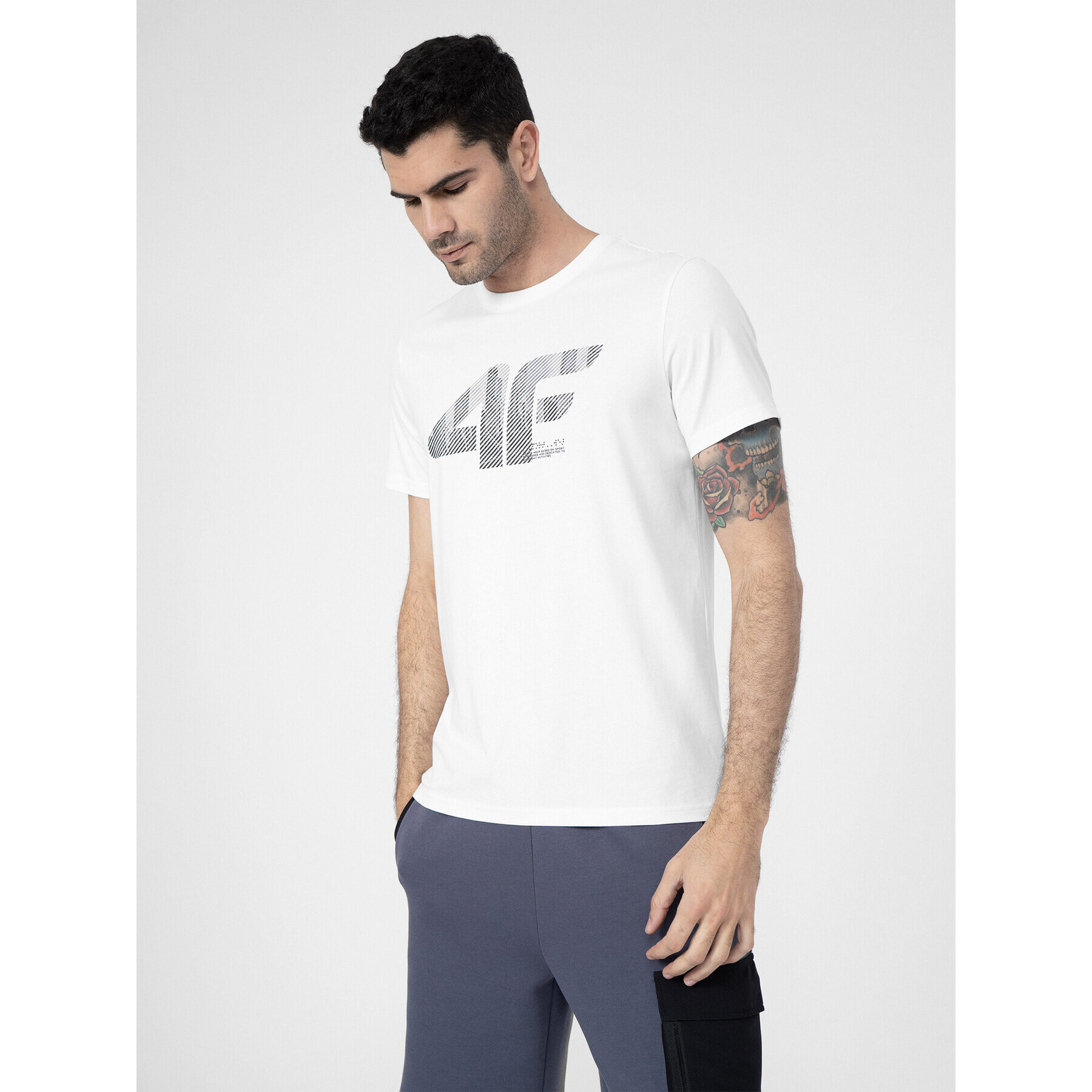 4F Tricou SS23TTSHM309 Alb Regular Fit - Pled.ro