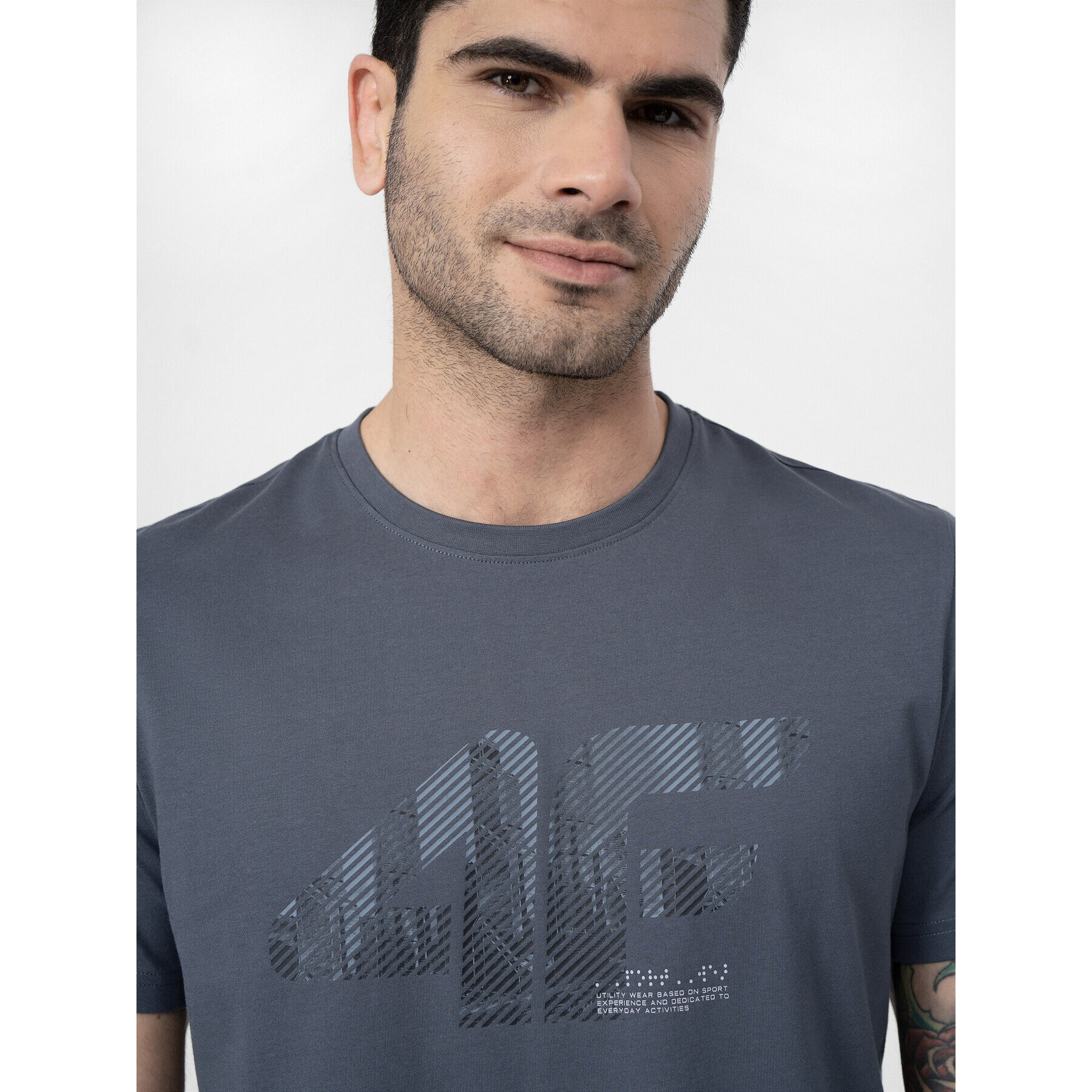 4F Tricou SS23TTSHM309 Gri Regular Fit - Pled.ro