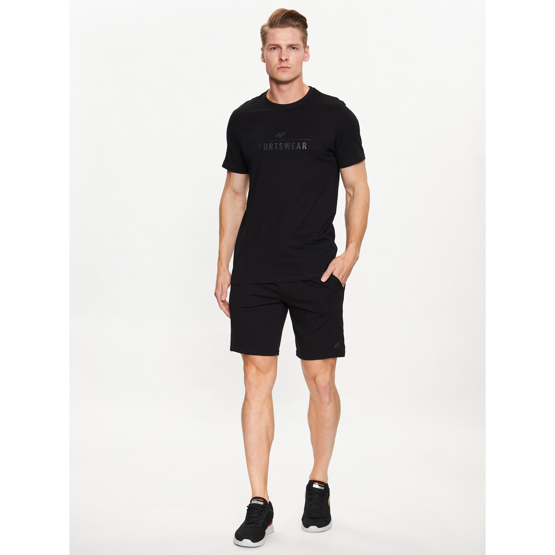 4F Tricou SS23TTSHM539 Negru Regular Fit - Pled.ro