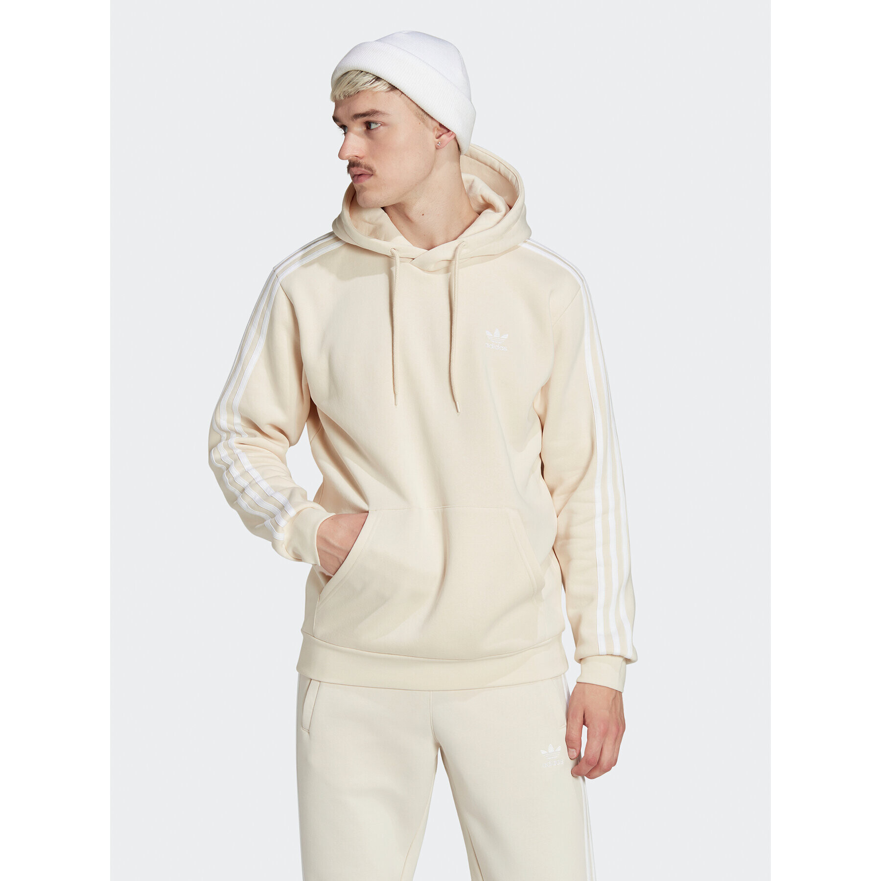 adidas Bluză adicolor Classics 3-Stripes Hoodie IB1416 Bej Regular Fit - Pled.ro