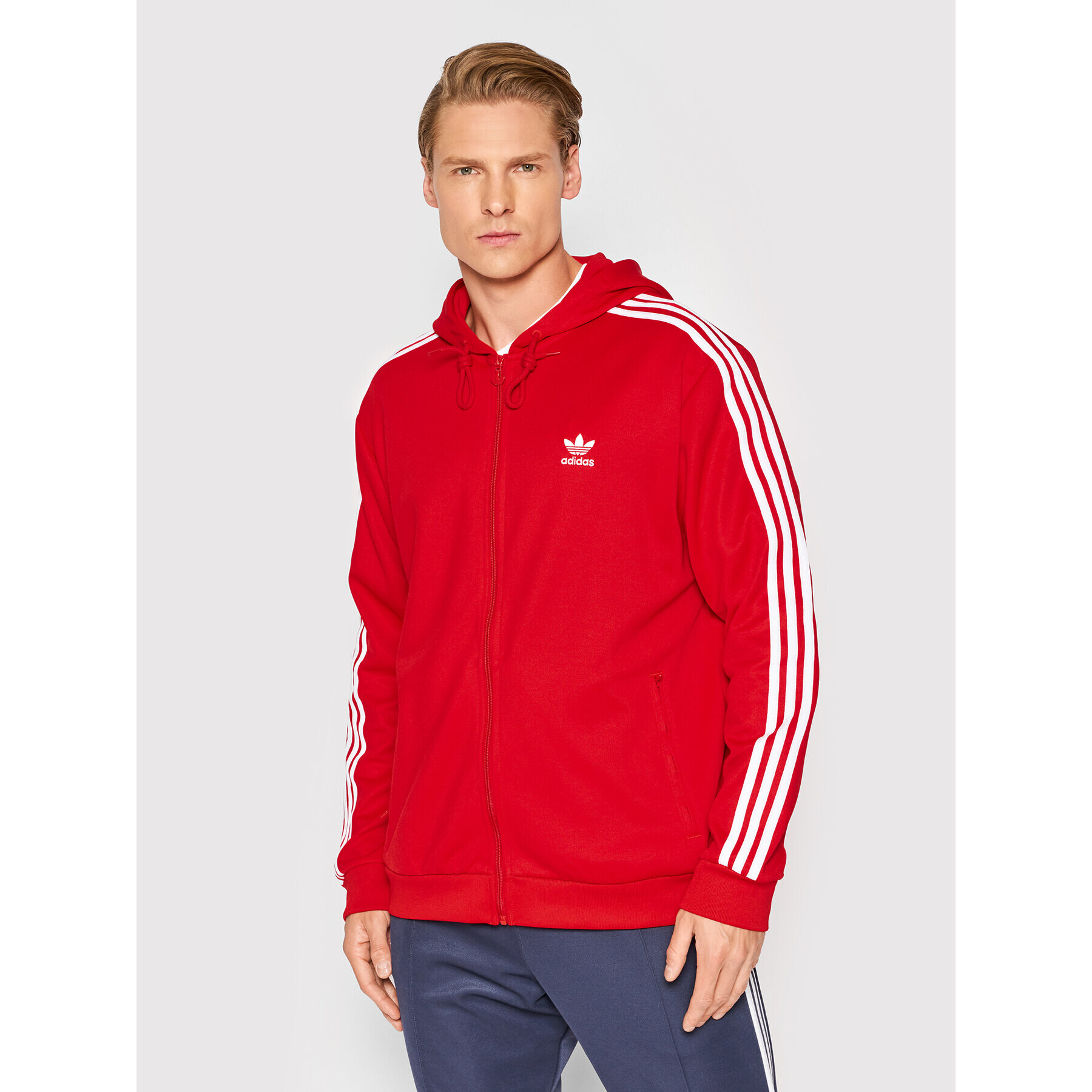 adidas Bluză adicolor Classics Hooded Full Zip Track HB9513 Roșu Standard Fit - Pled.ro