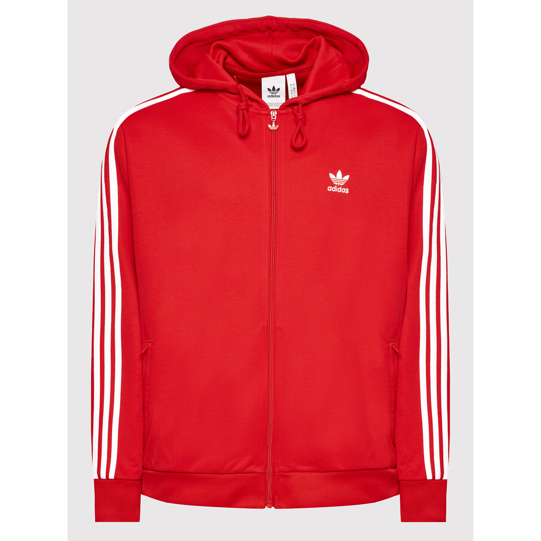 adidas Bluză adicolor Classics Hooded Full Zip Track HB9513 Roșu Standard Fit - Pled.ro