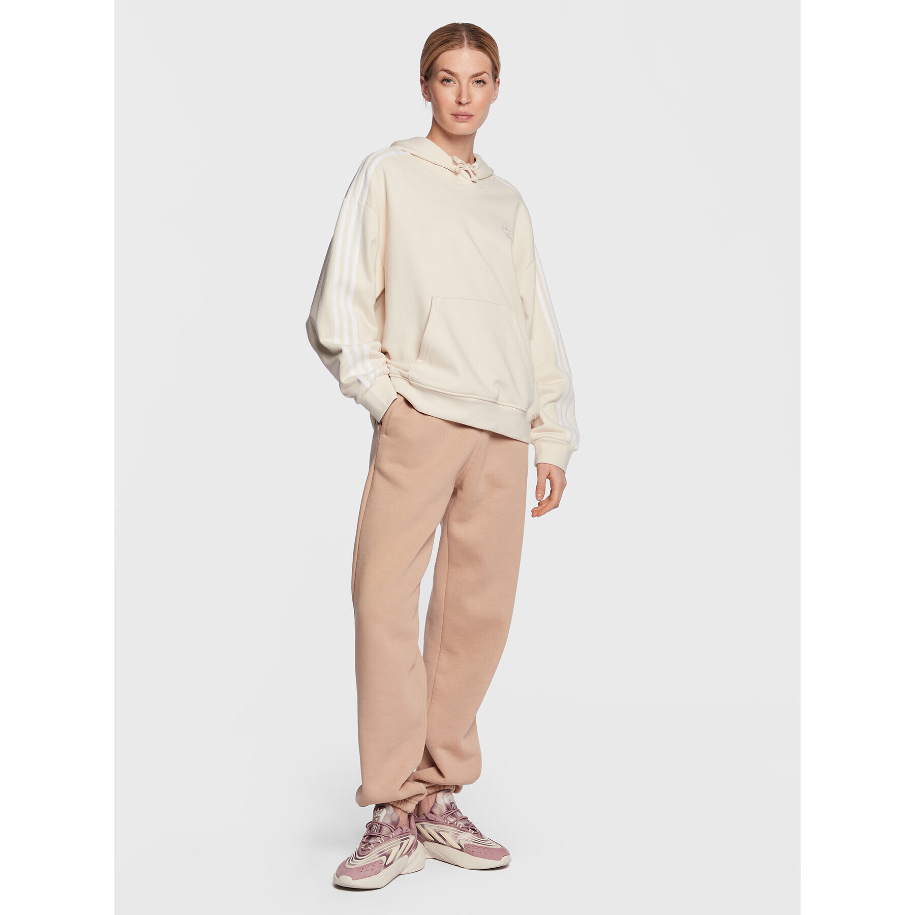 adidas Bluză Adicolor Classics Oversized Hoodie IB7453 Bej Relaxed Fit - Pled.ro