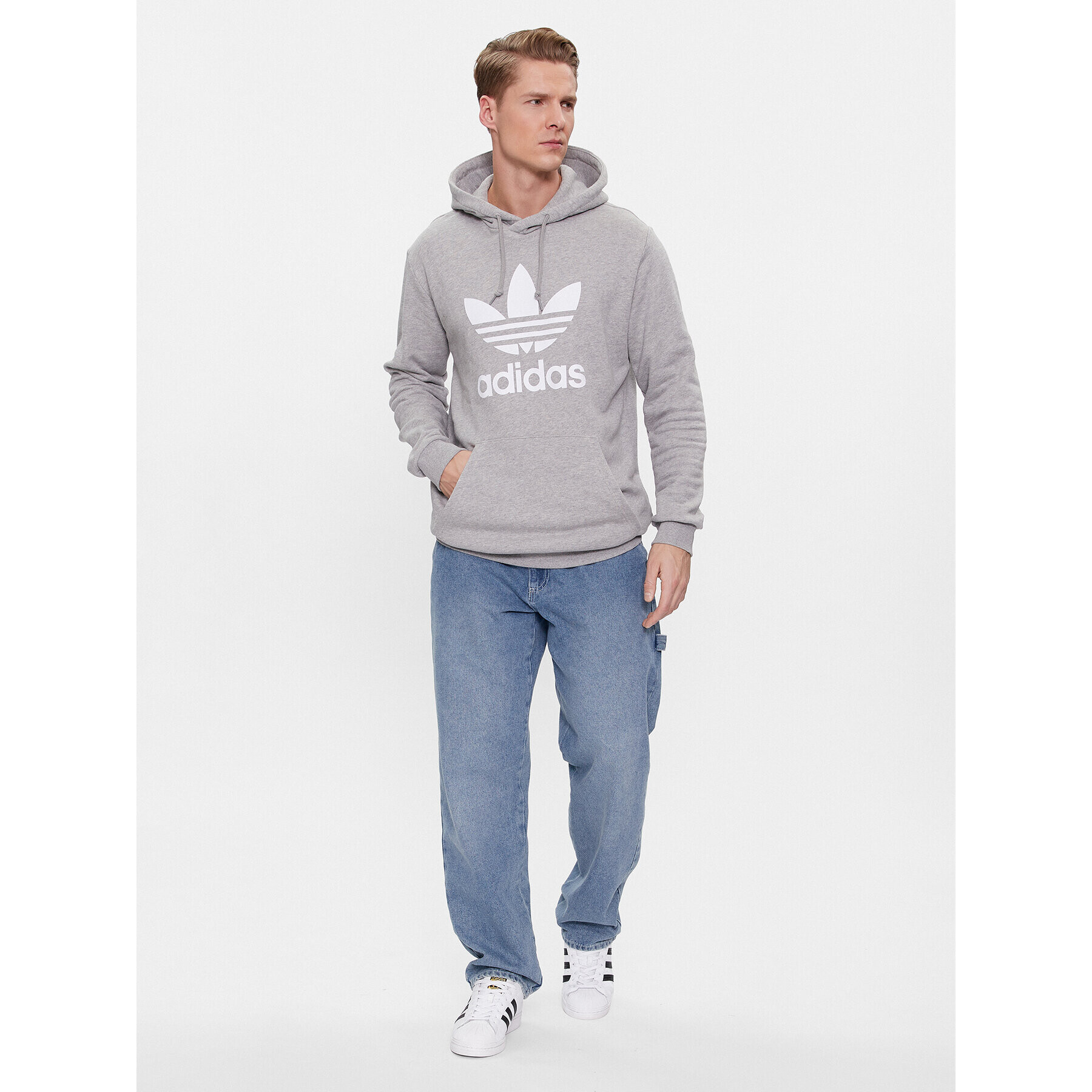 adidas Bluză adicolor Classics Trefoil H06669 Gri Regular Fit - Pled.ro