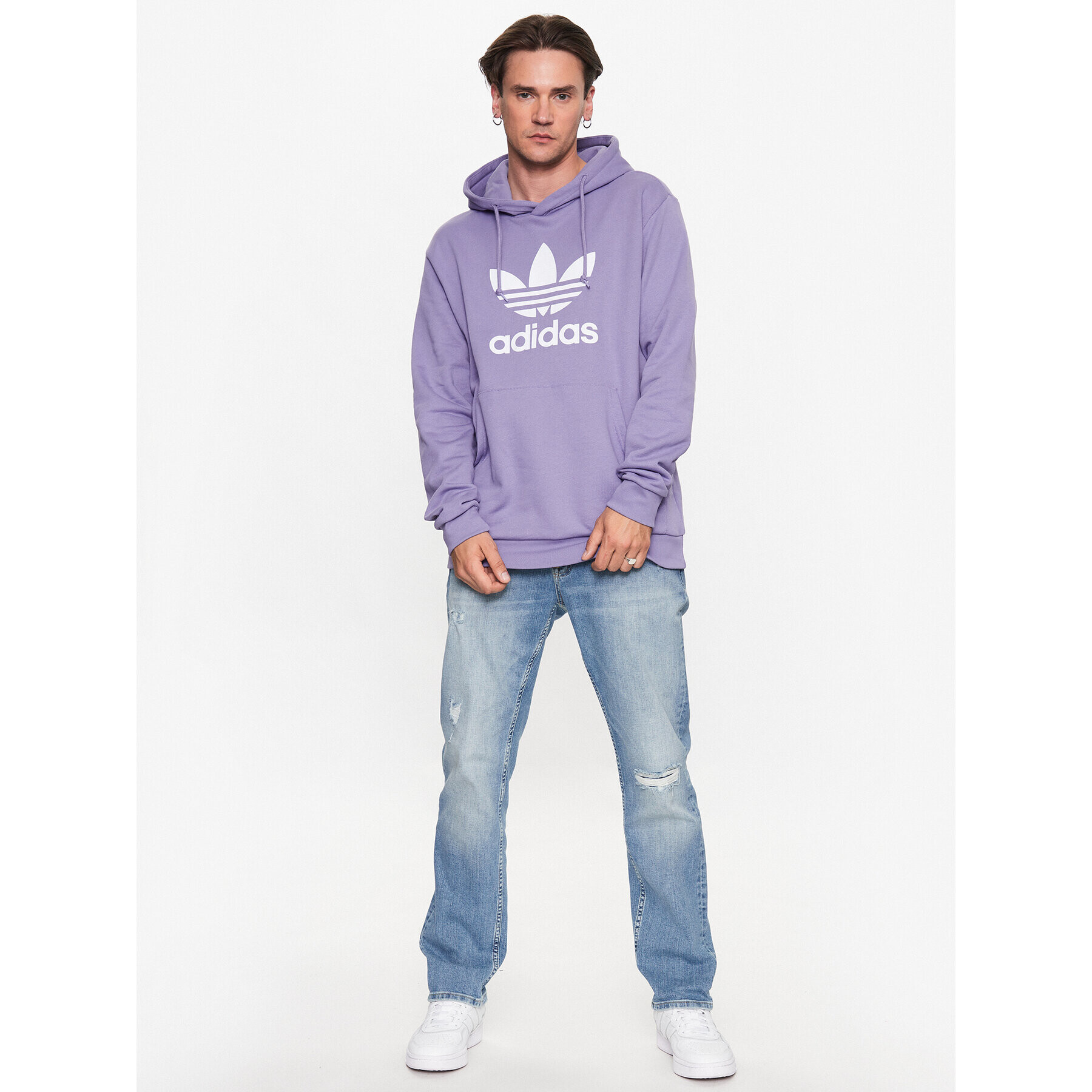 adidas Bluză Adicolor Classics Trefoil Hoodie IA4881 Violet Regular Fit - Pled.ro