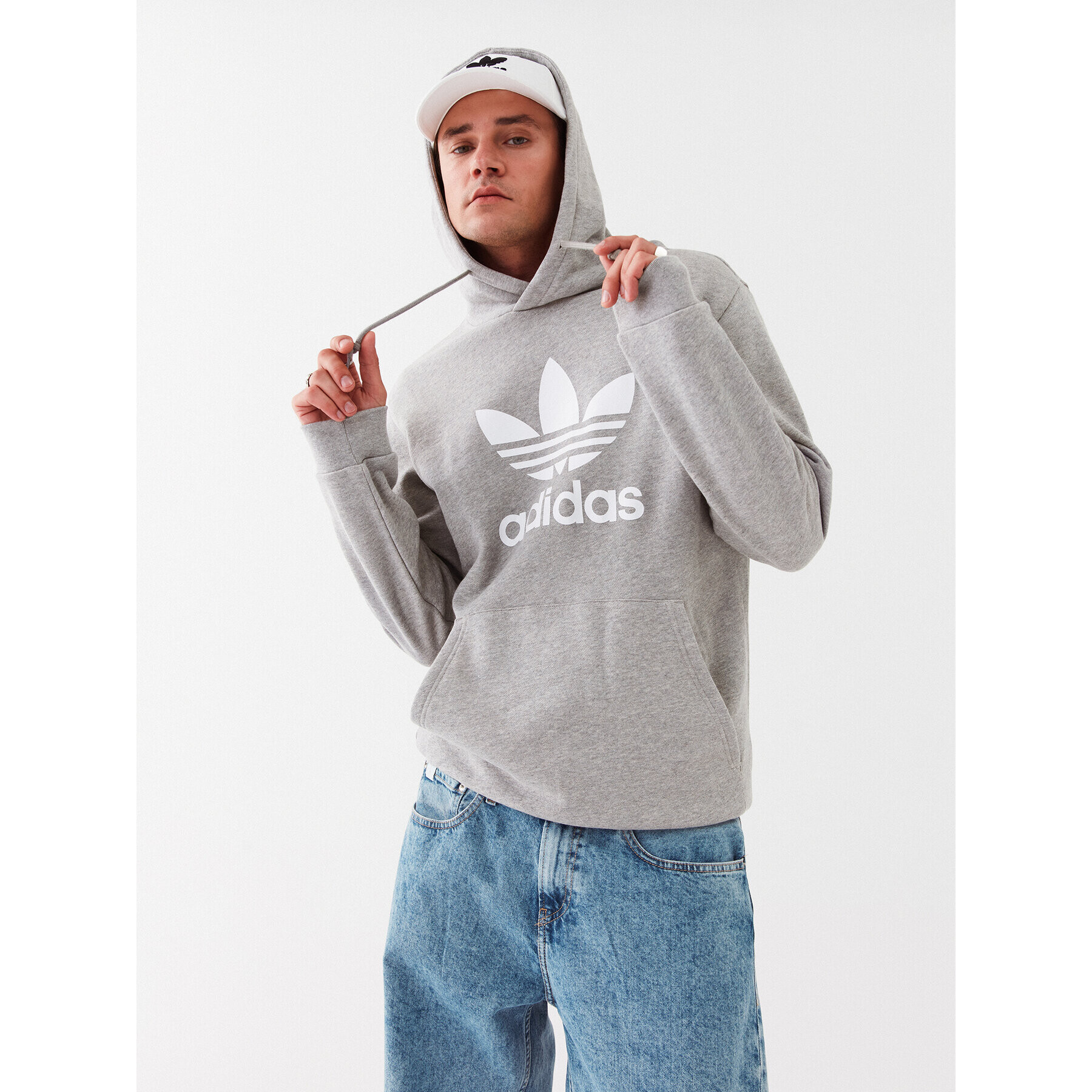 adidas Bluză adicolor Classics Trefoil Hoodie IA4884 Gri Regular Fit - Pled.ro