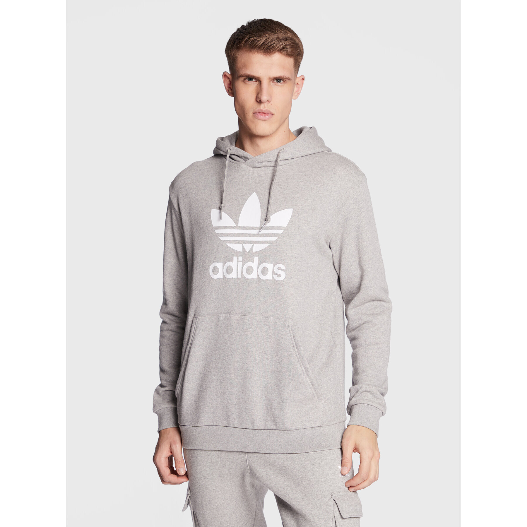 adidas Bluză adicolor Classics Trefoil Hoodie IA4884 Gri Regular Fit - Pled.ro