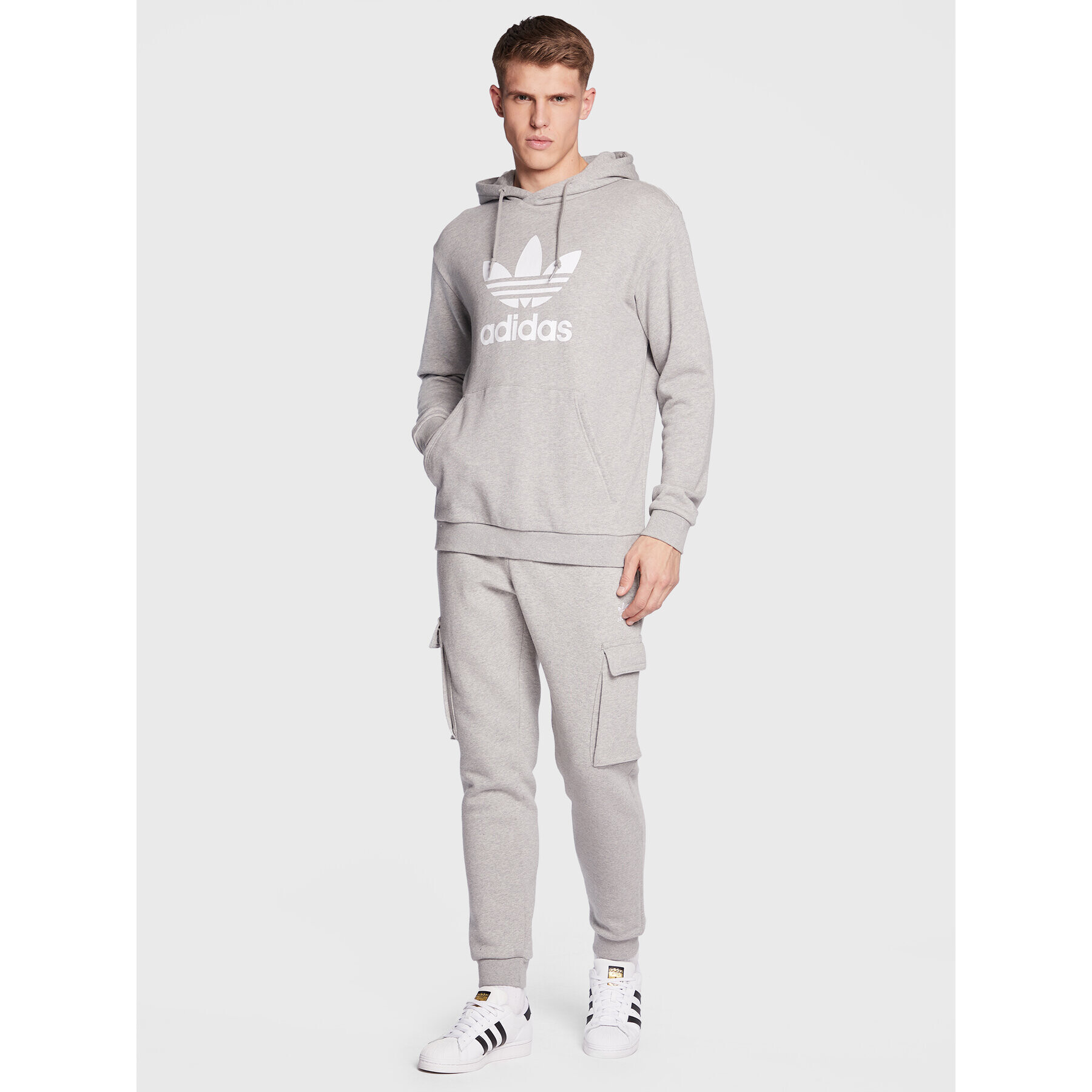 adidas Bluză adicolor Classics Trefoil Hoodie IA4884 Gri Regular Fit - Pled.ro