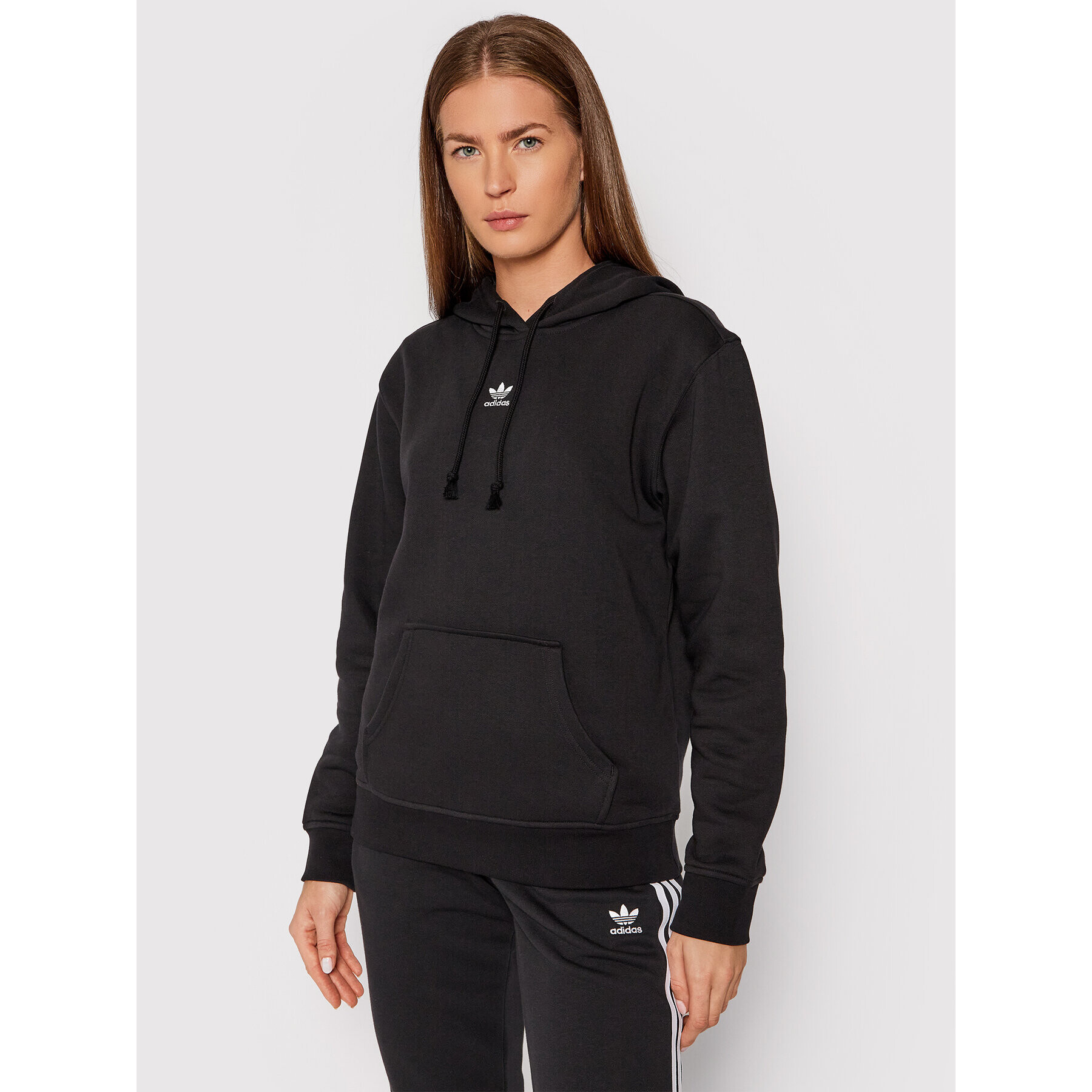 adidas Bluză adicolor Essentials Fleece H34725 Negru Regular Fit - Pled.ro