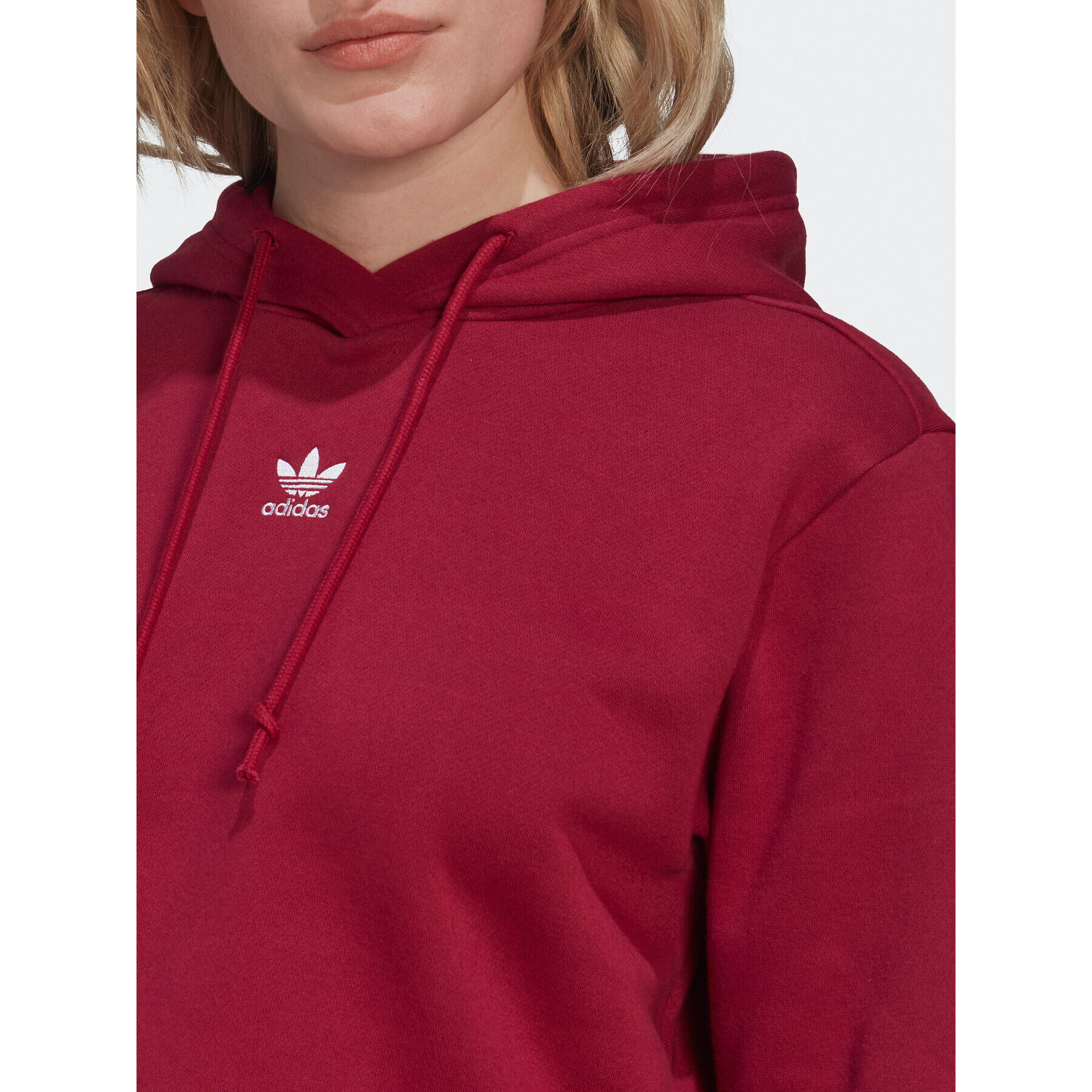 adidas Bluză adicolor Essentials HJ7849 Vișiniu Cropped Fit - Pled.ro