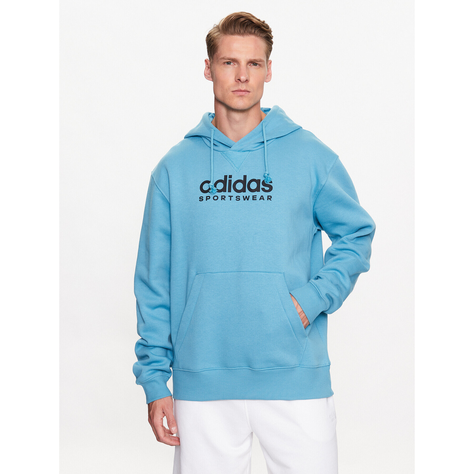 adidas Bluză All SZN Fleece Graphic Hoodie IC9778 Albastru Loose Fit - Pled.ro