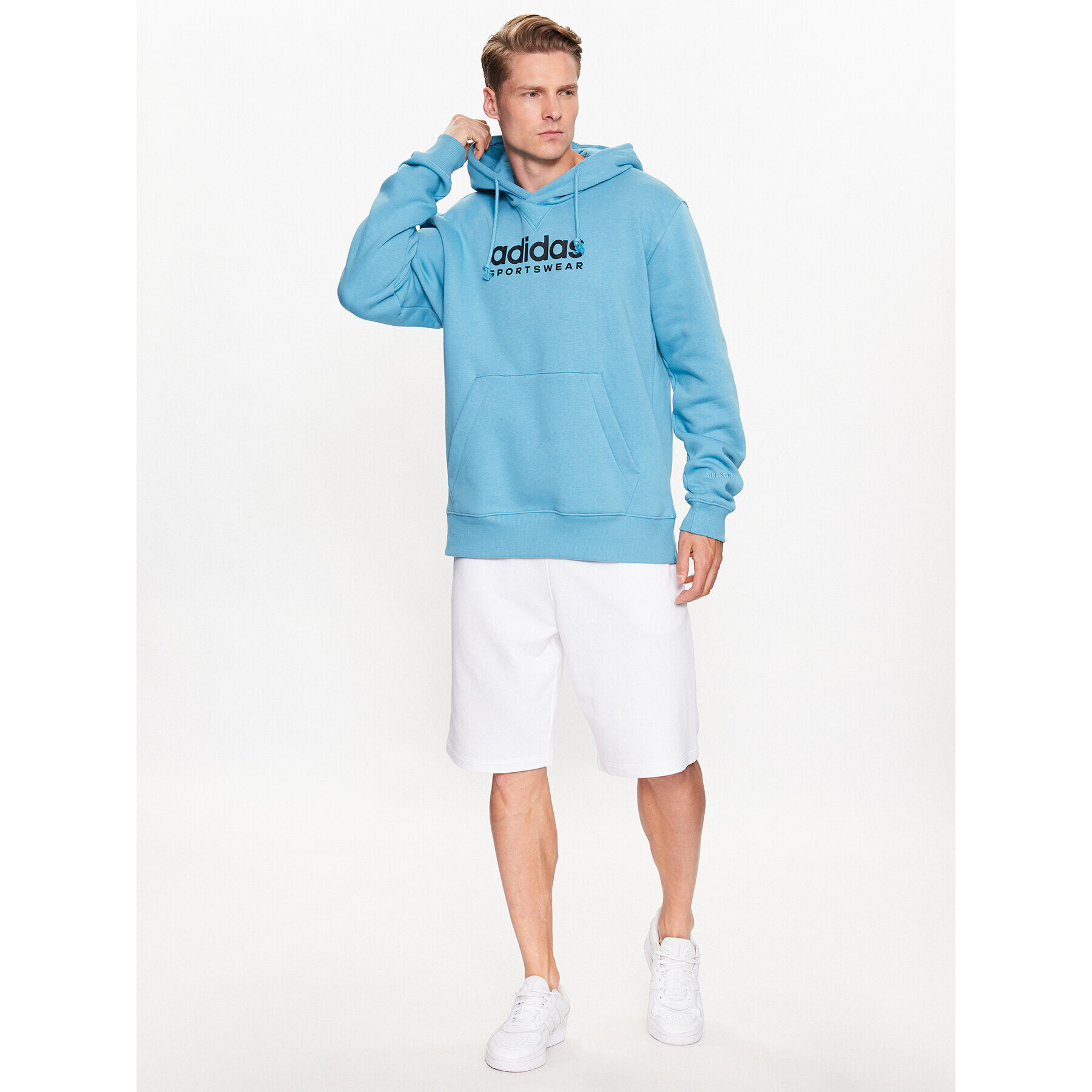 adidas Bluză All SZN Fleece Graphic Hoodie IC9778 Albastru Loose Fit - Pled.ro