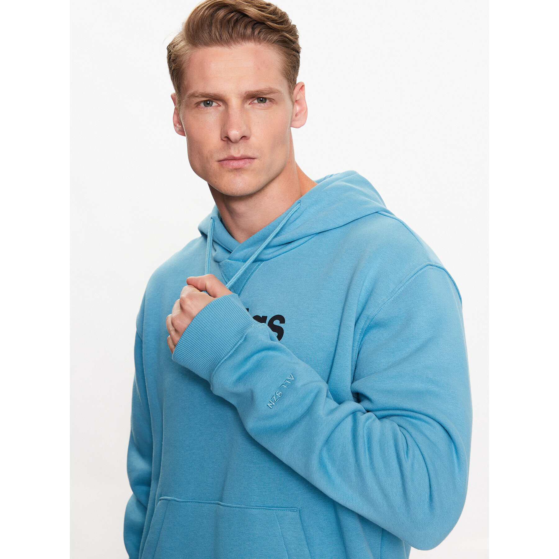 adidas Bluză All SZN Fleece Graphic Hoodie IC9778 Albastru Loose Fit - Pled.ro