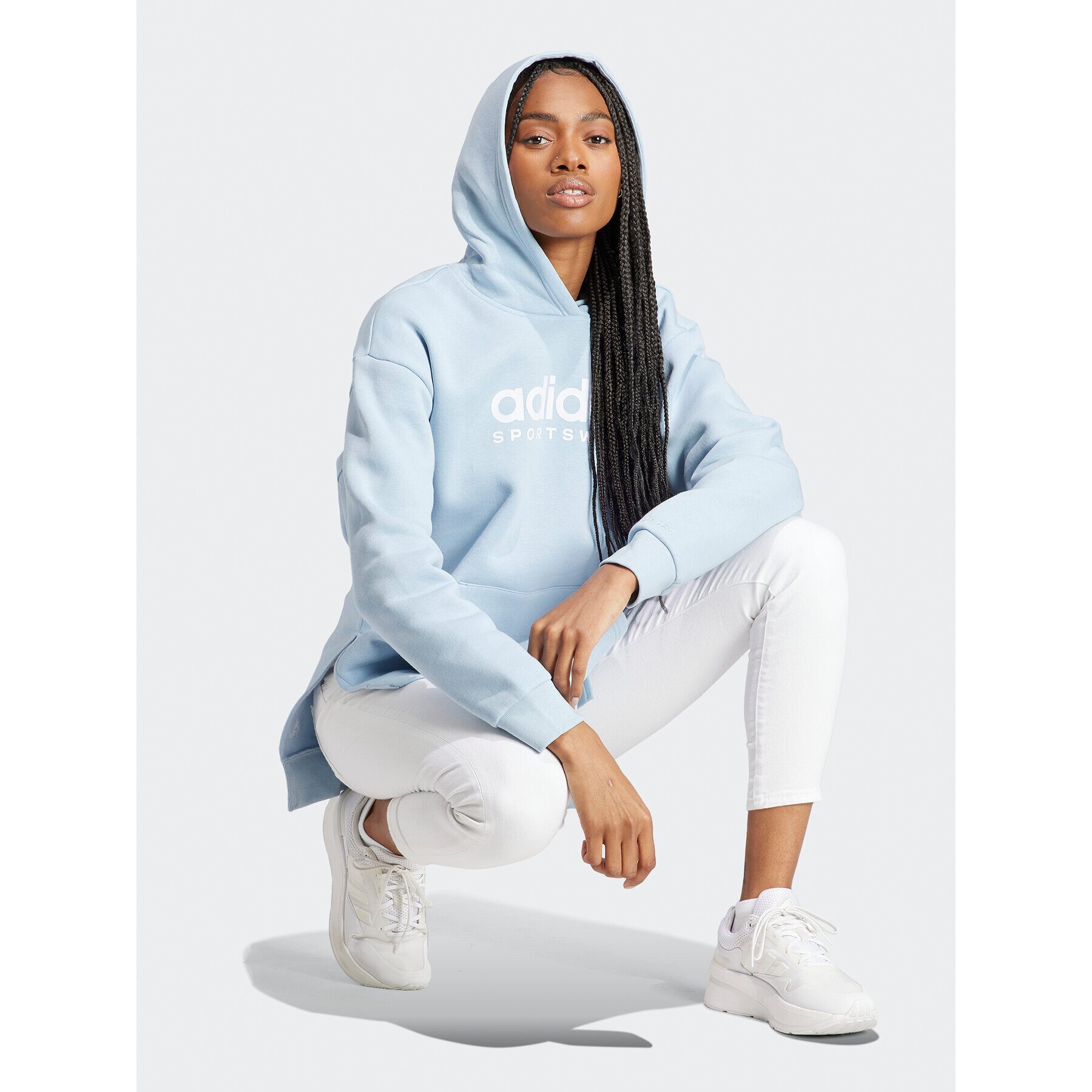 adidas Bluză All SZN Fleece Graphic IL3238 Albastru Loose Fit - Pled.ro