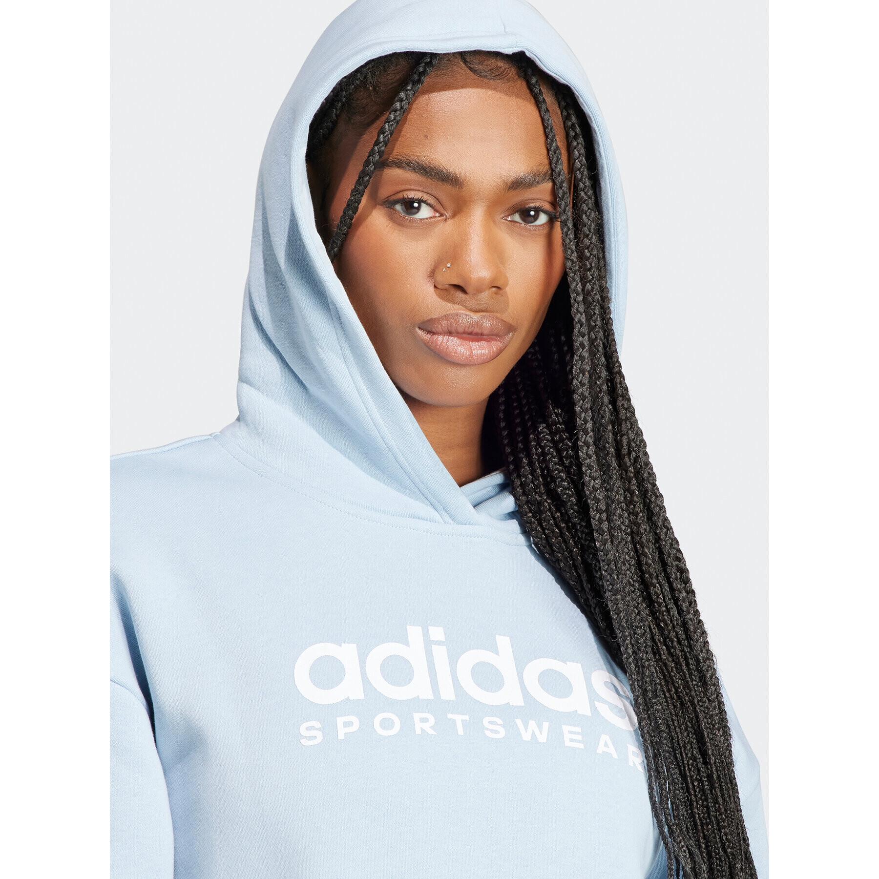 adidas Bluză All SZN Fleece Graphic IL3238 Albastru Loose Fit - Pled.ro