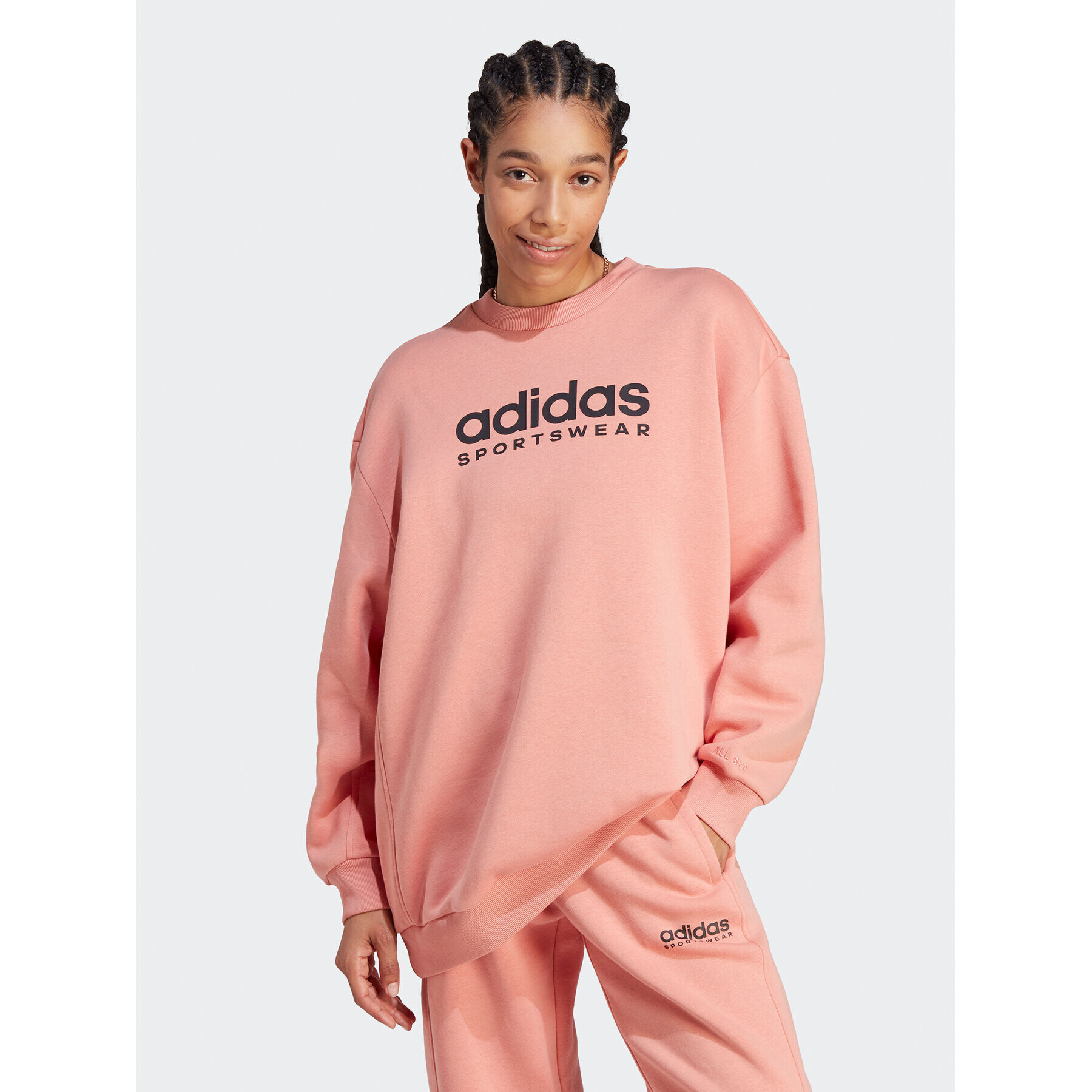 adidas Bluză ALL SZN Fleece Graphic IL3242 Portocaliu Loose Fit - Pled.ro