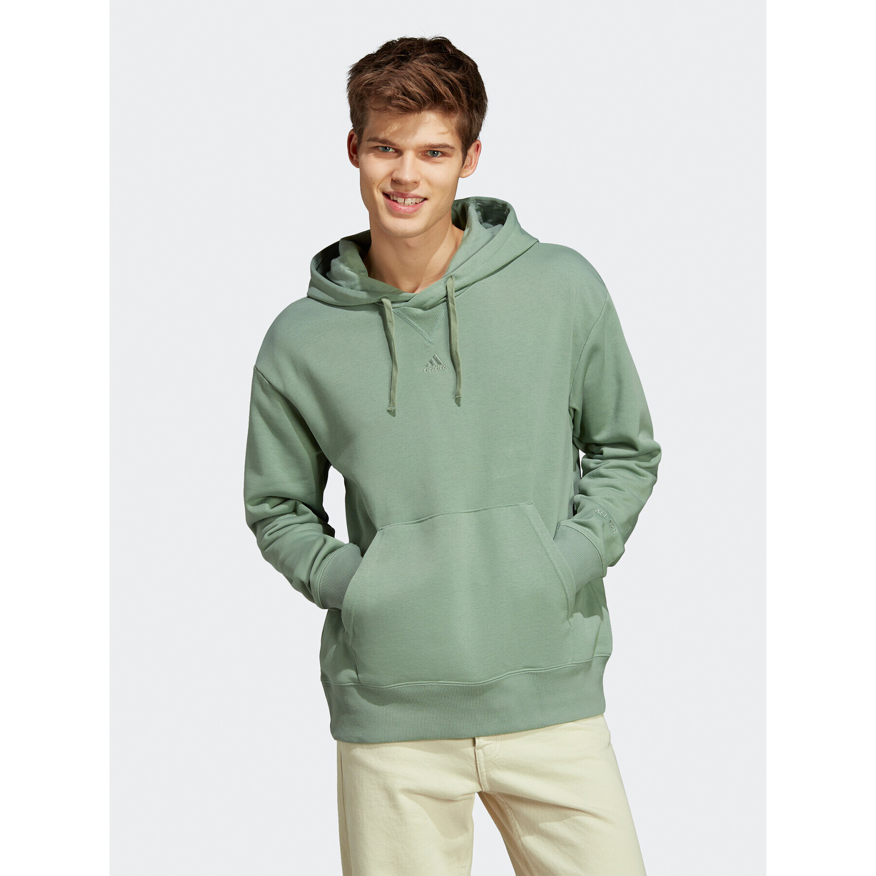 adidas Bluză ALL SZN French Terry Hoodie IC9765 Verde Loose Fit - Pled.ro