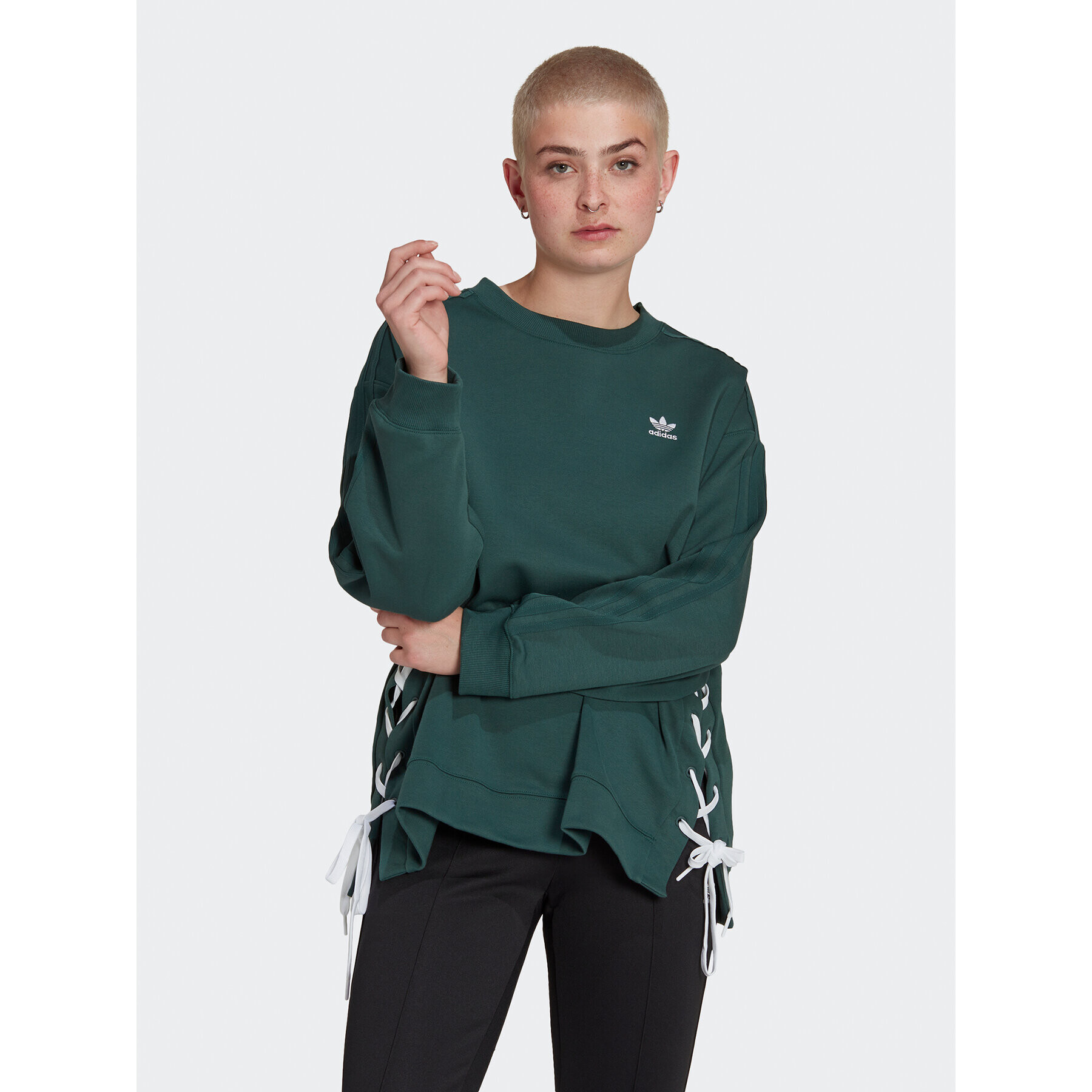 adidas Bluză Always Original Laced HK5056 Verde Relaxed Fit - Pled.ro