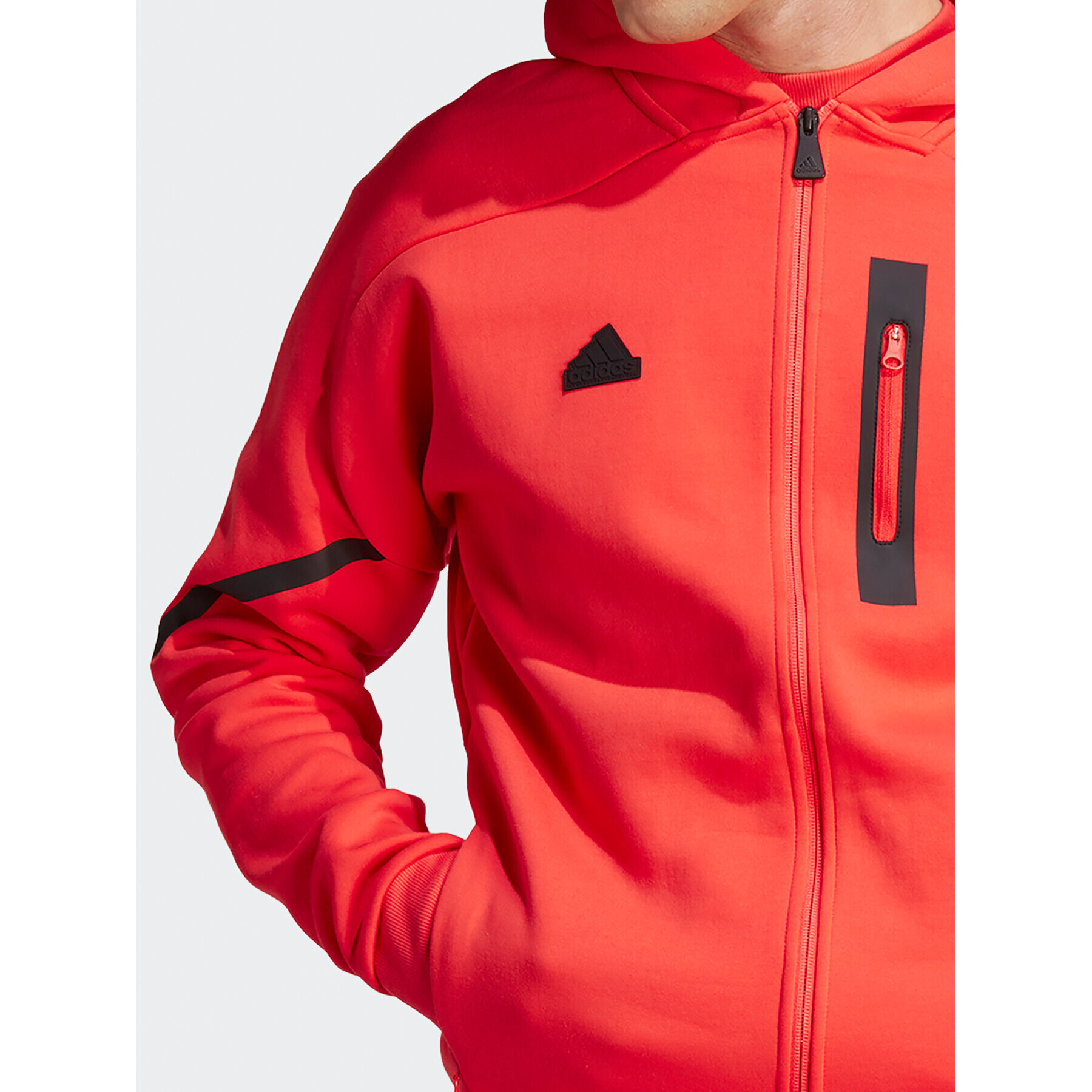 adidas Bluză Designed for Gameday Full-Zip Hoodie IC8050 Roșu Slim Fit - Pled.ro