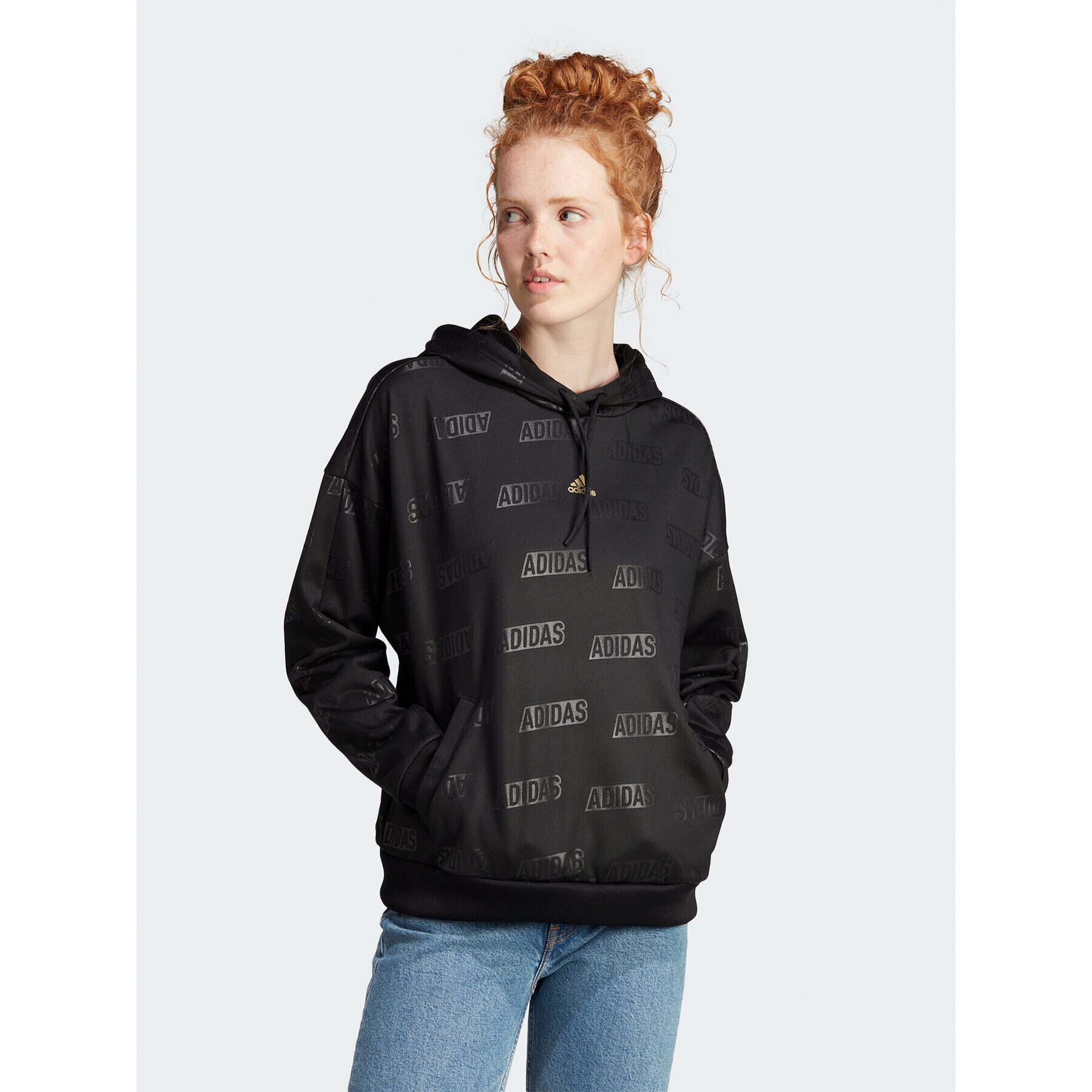 adidas Bluză Embossed Monogram IM2586 Negru Loose Fit - Pled.ro