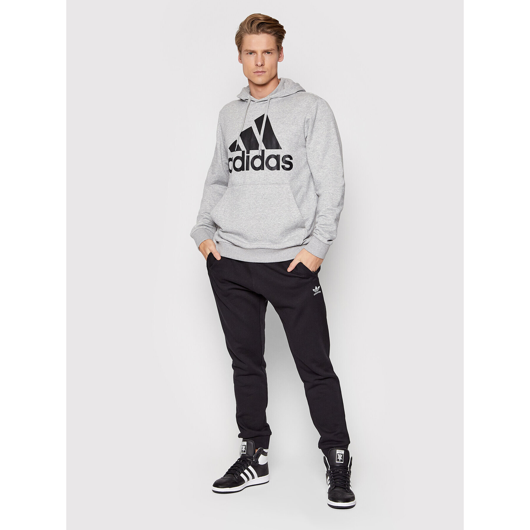 adidas Bluză Essentials Big Logo GK9541 Gri Regular Fit - Pled.ro