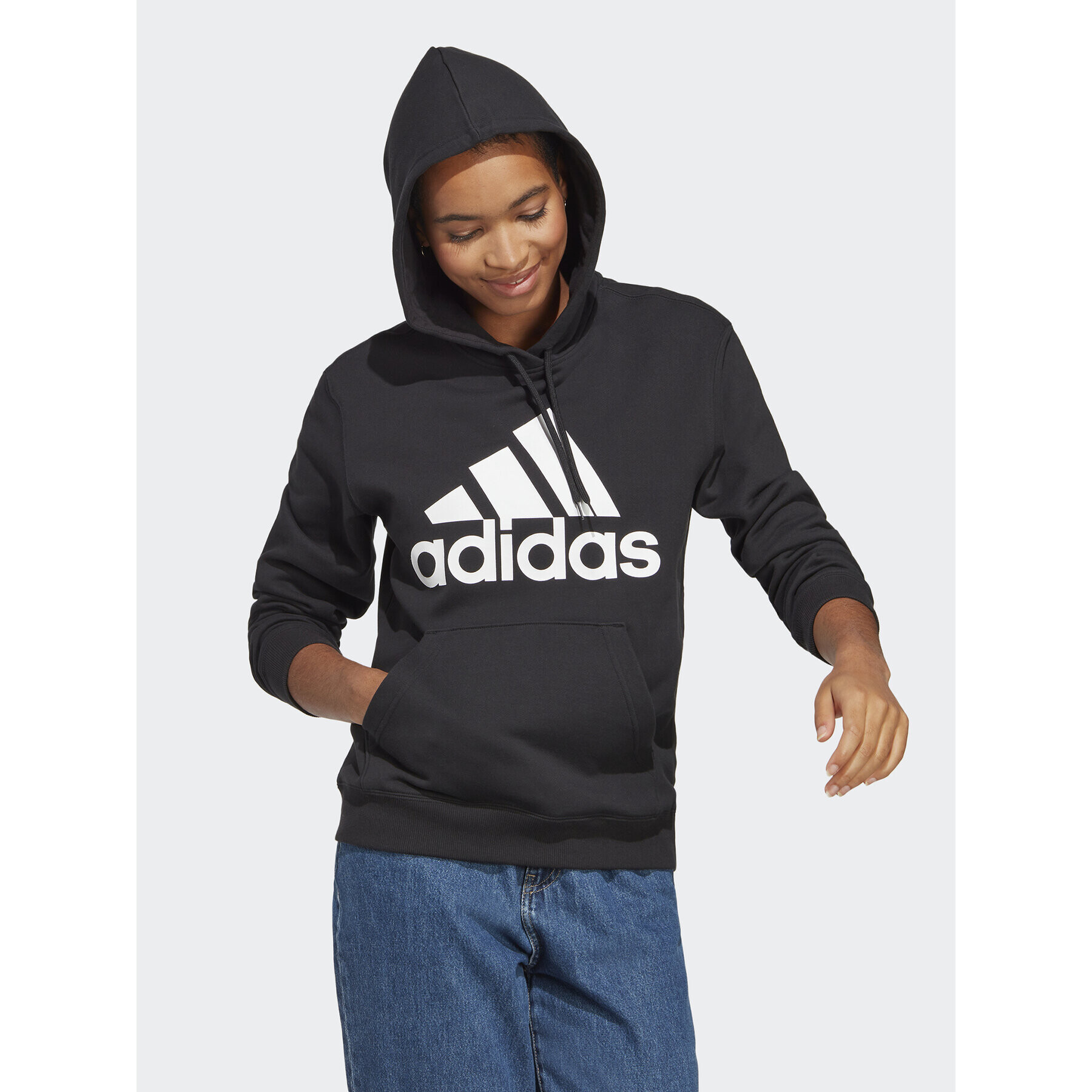 adidas Bluză Essentials Big Logo IC6895 Negru Regular Fit - Pled.ro