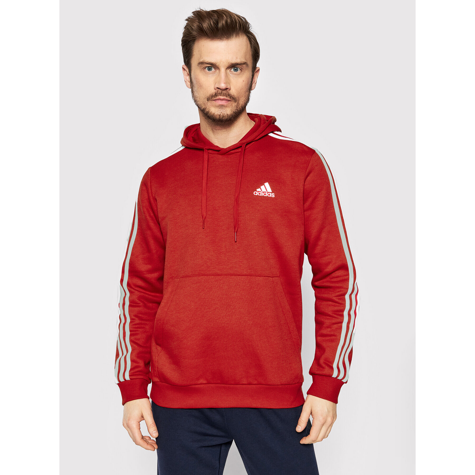 adidas Bluză Essentials Fleece 3-Stripes GU2523 Roșu Regular Fit - Pled.ro