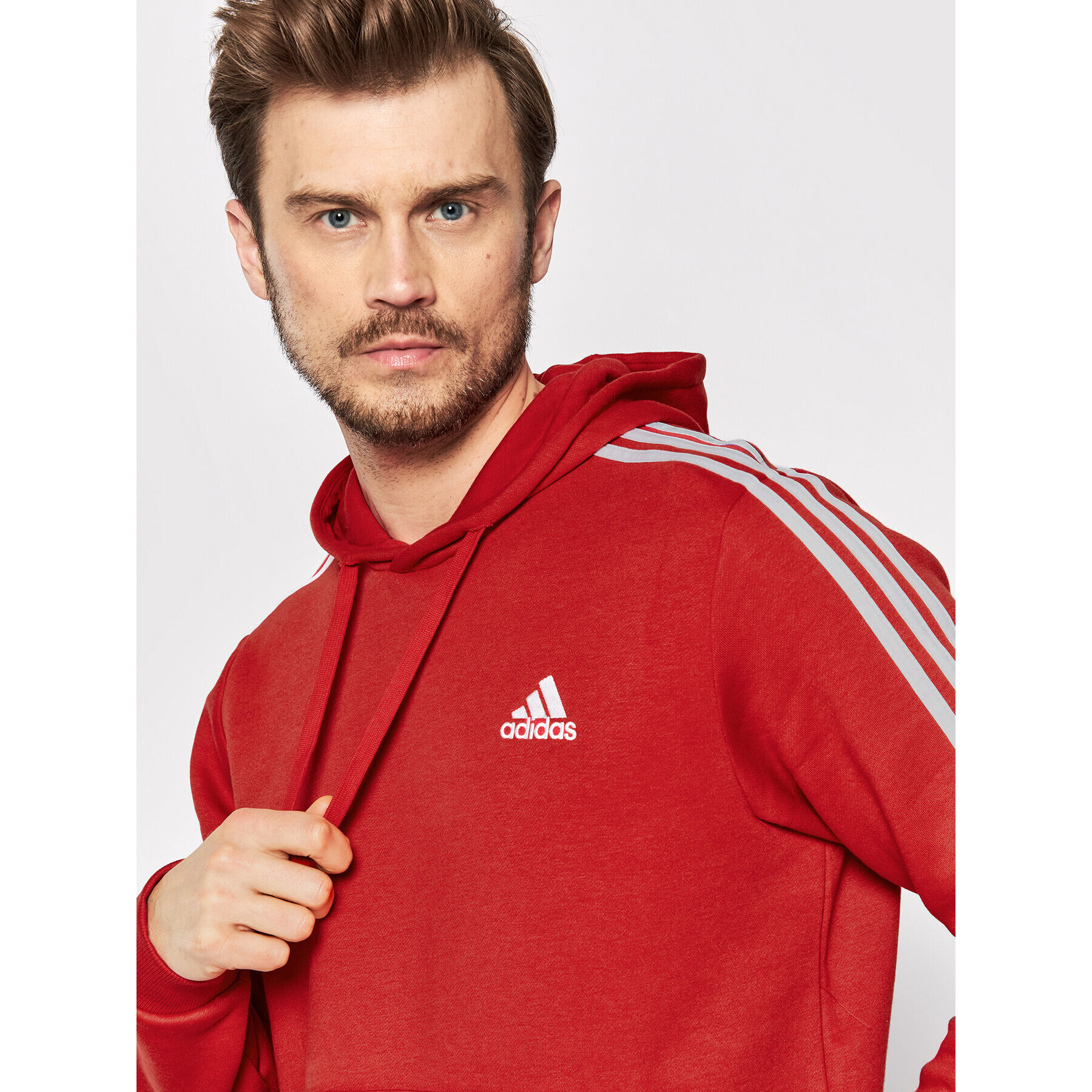 adidas Bluză Essentials Fleece 3-Stripes GU2523 Roșu Regular Fit - Pled.ro