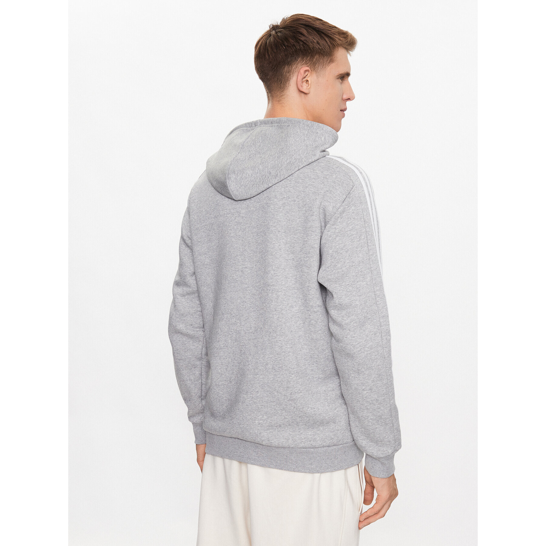 adidas Bluză Essentials Fleece 3-Stripes IJ6474 Gri Regular Fit - Pled.ro