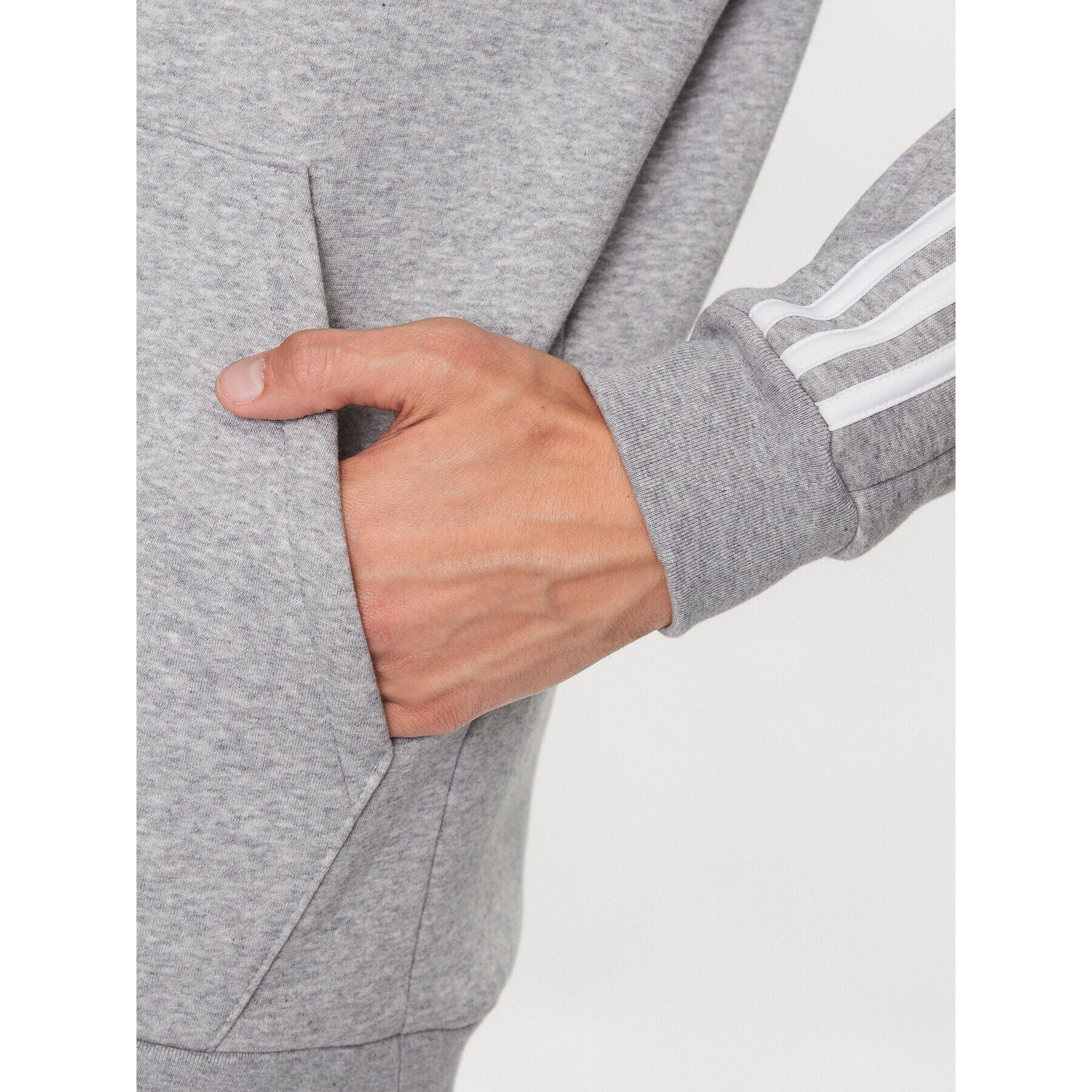 adidas Bluză Essentials Fleece 3-Stripes IJ6474 Gri Regular Fit - Pled.ro