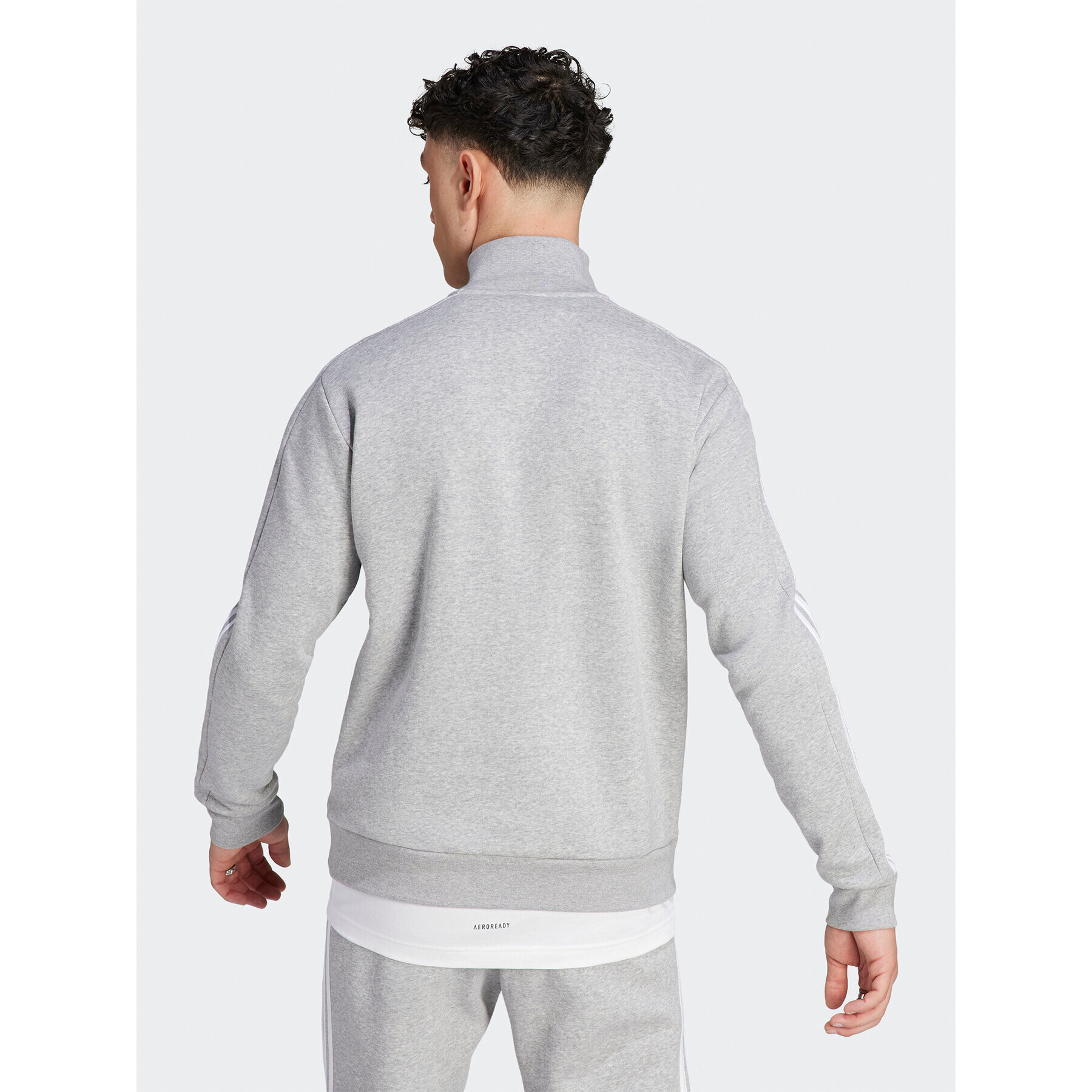 adidas Bluză Essentials Fleece 3-Stripes IJ8905 Gri Regular Fit - Pled.ro