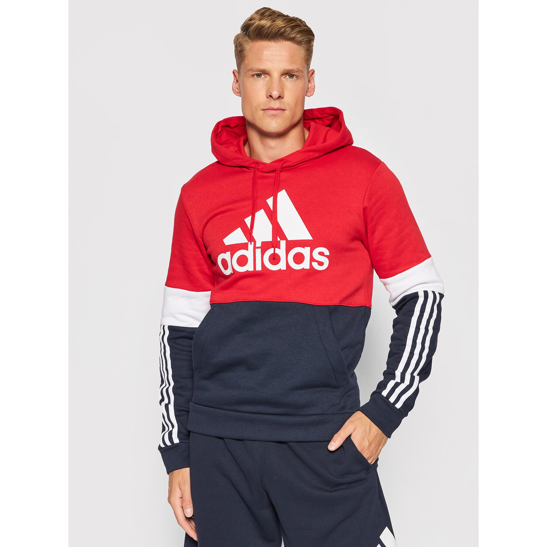 adidas Performance adidas Bluză Essentials Fleece Colorblock H58980 Roșu Regular Fit - Pled.ro