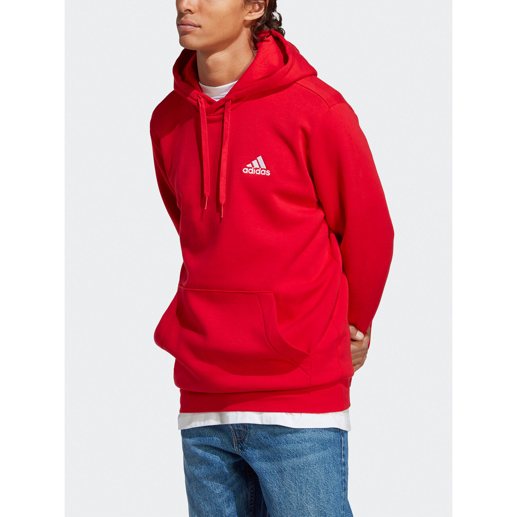 adidas Bluză Essentials Fleece Hoodie H47018 Roșu Regular Fit - Pled.ro