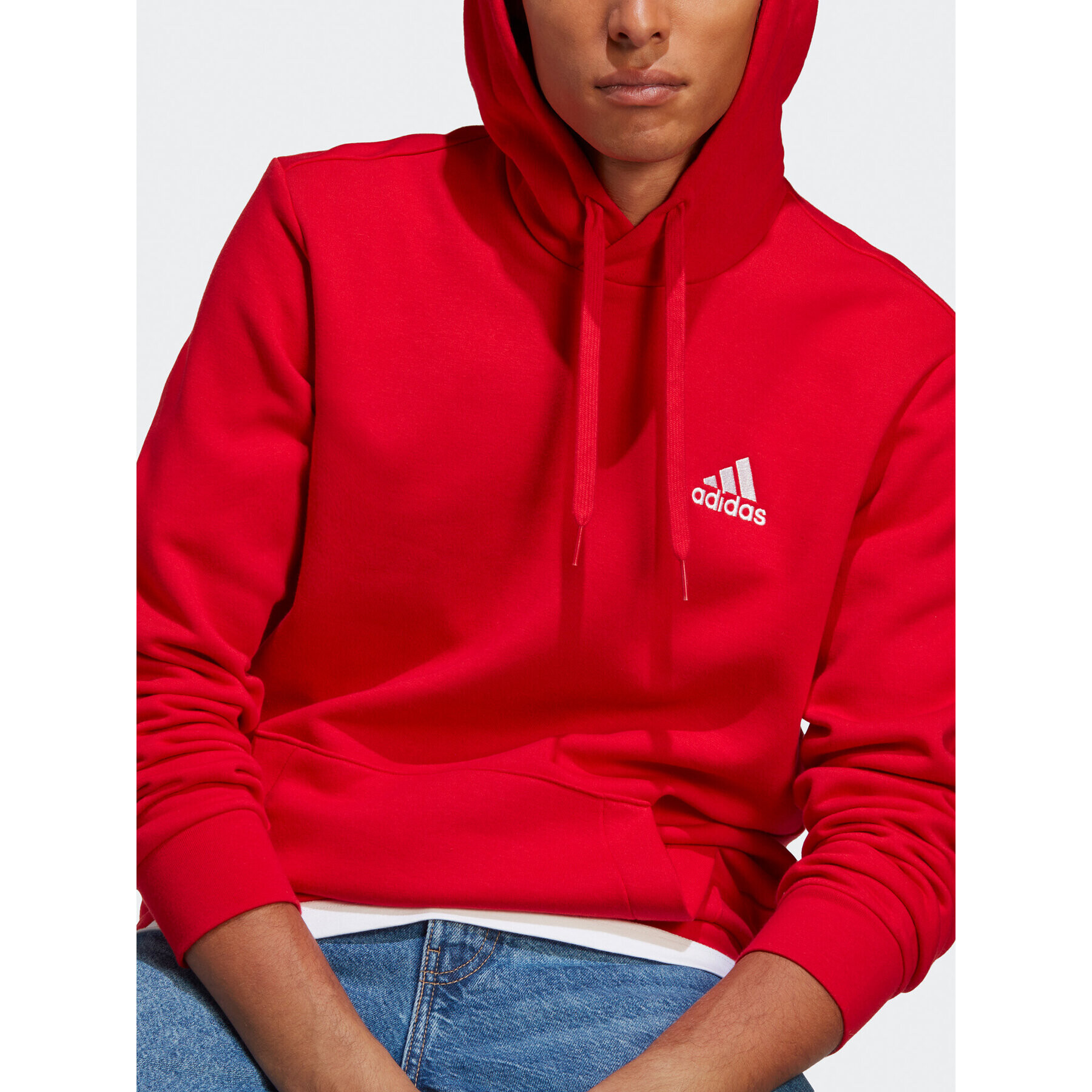 adidas Bluză Essentials Fleece Hoodie H47018 Roșu Regular Fit - Pled.ro