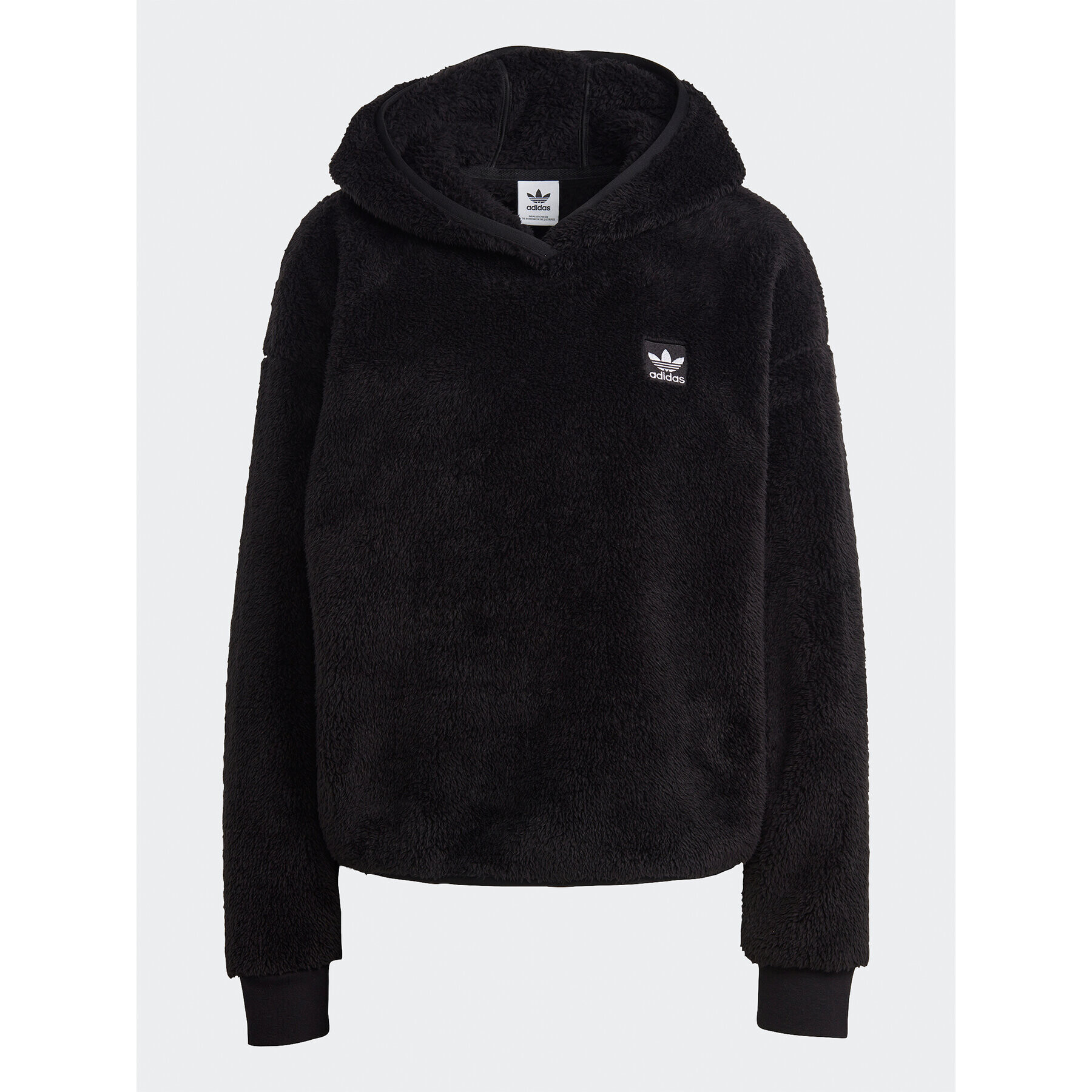 adidas Bluză Essentials+ Fluffy Teddy Hoodie IC2253 Negru Loose Fit - Pled.ro