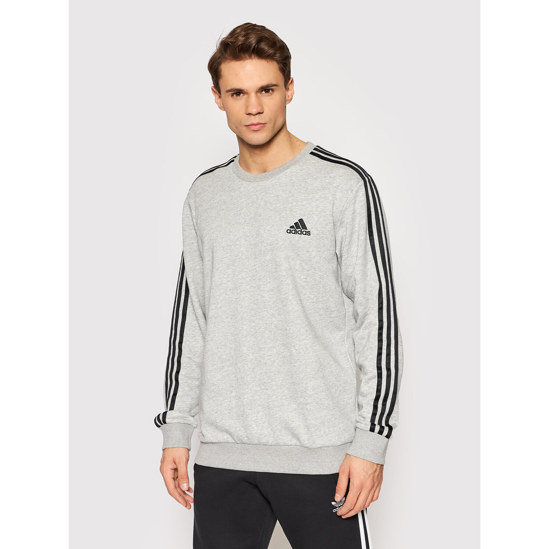 adidas Performance adidas Bluză Essentials French Terry 3-Stripes GK9101 Gri Regular Fit - Pled.ro